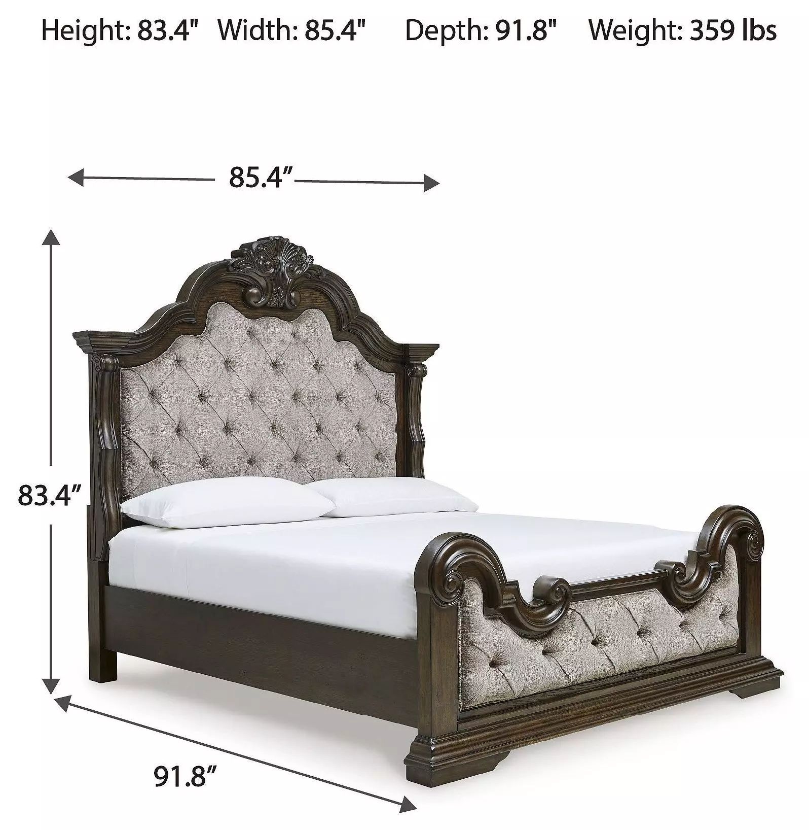 Maylee Dark Brown King Upholstered Panel Bed