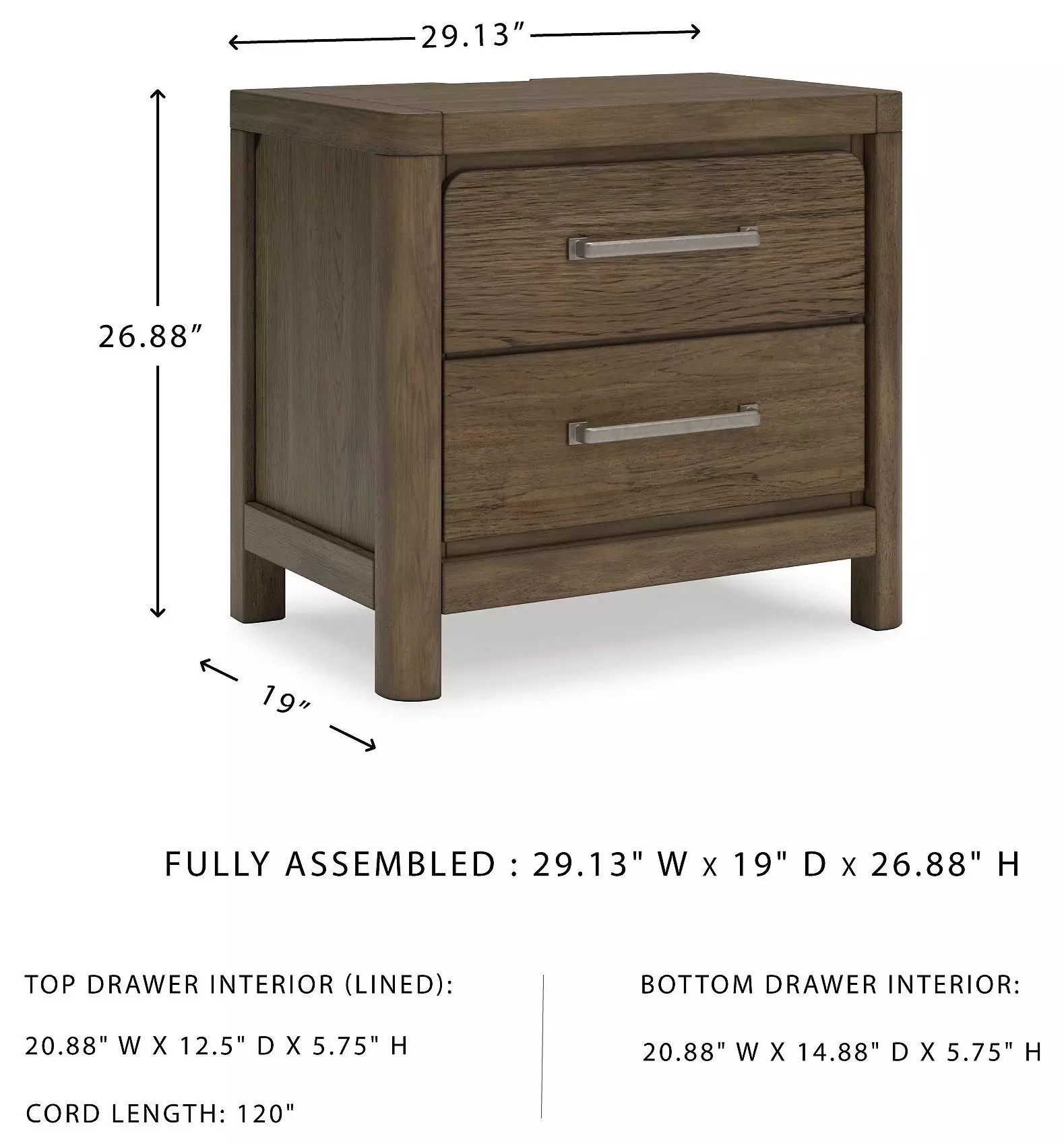 Cabalynn Light Brown 2 Drawer Nightstand