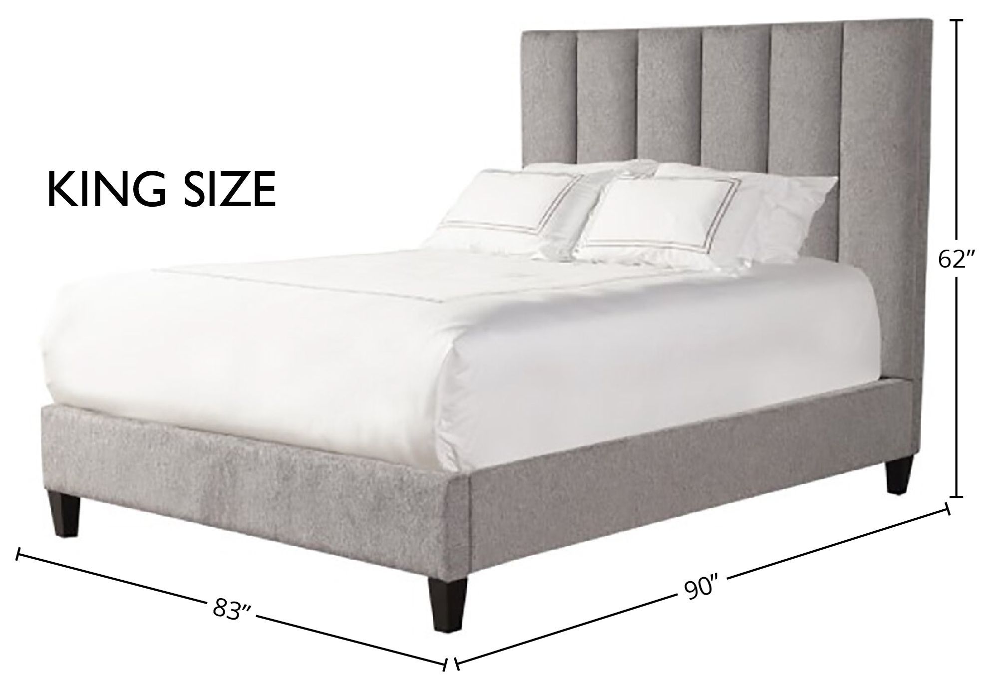 Avery Stream Gray Performance Fabric King Upholstered Panel Bed