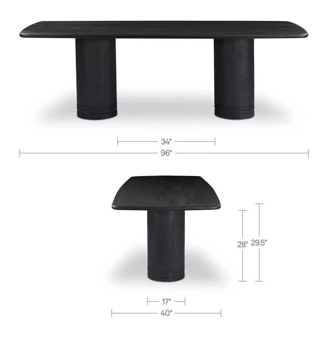 Daphne Black 96" Rectangular Dining Table
