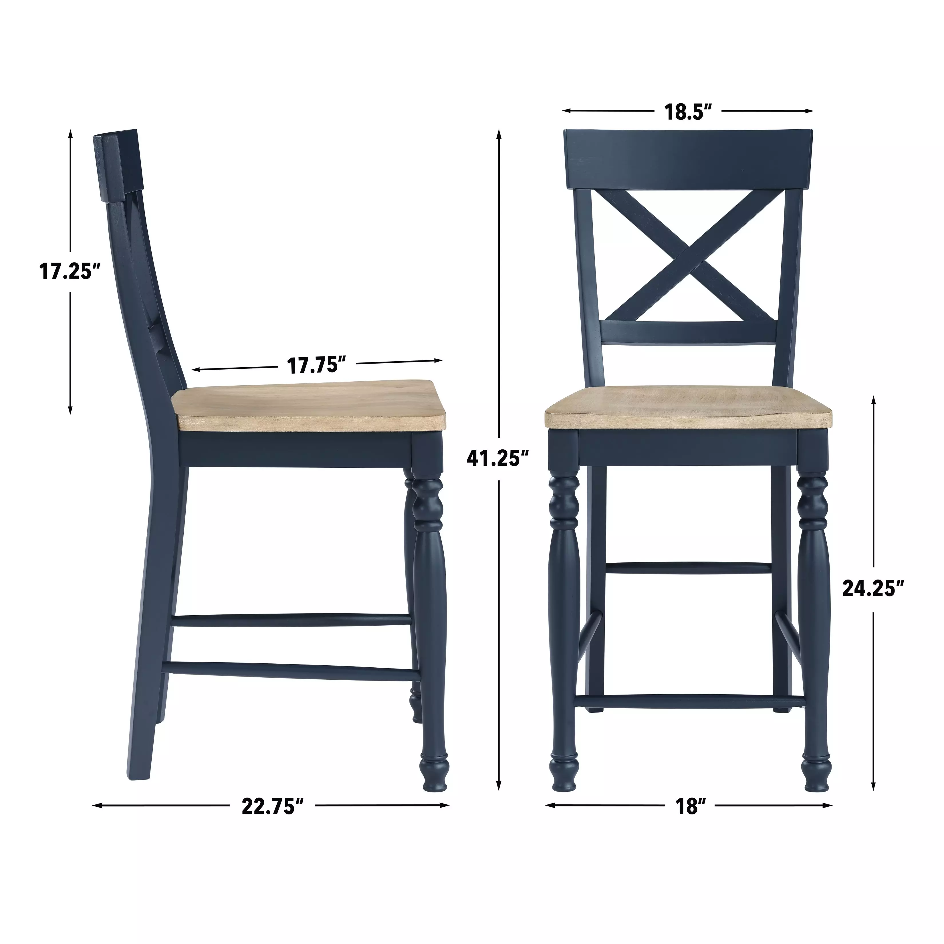 Darcy Blue and Brown Counter Height Chair Set of 2