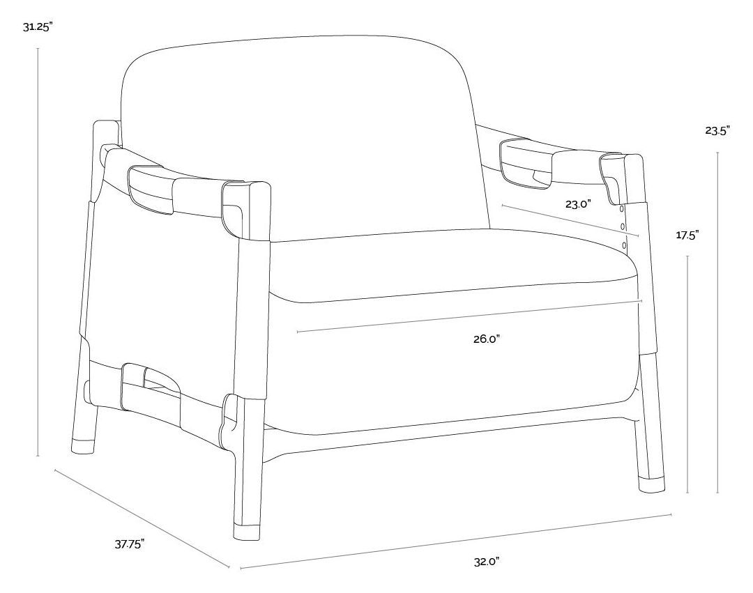 Calloway Santa Cruz Oatmeal and Nubuck Tan Leather Upholstered Lounge Chair