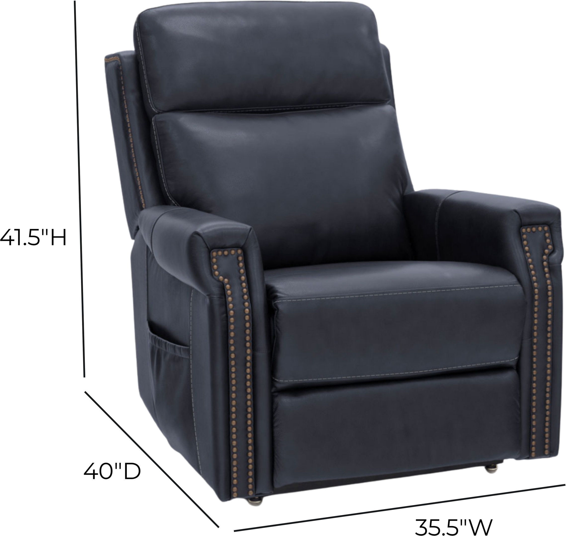 Louisville Rainer Ocean Leather Zero Gravity Lay Flat Power Lift Recliner with USB Charging and Nailhead Trim