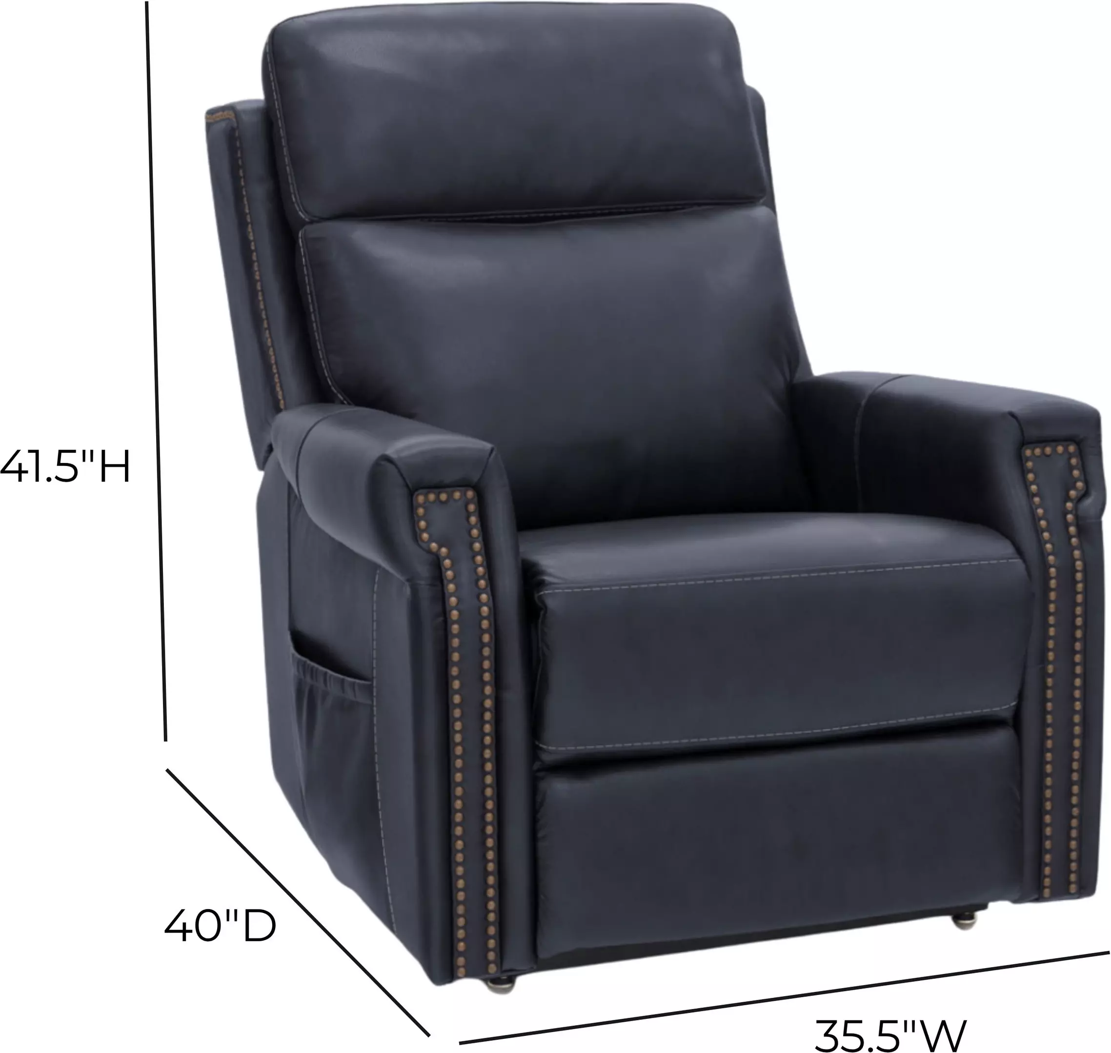 Louisville Rainer Ocean Leather Zero Gravity Lay Flat Power Lift Recliner with USB Charging and Nailhead Trim