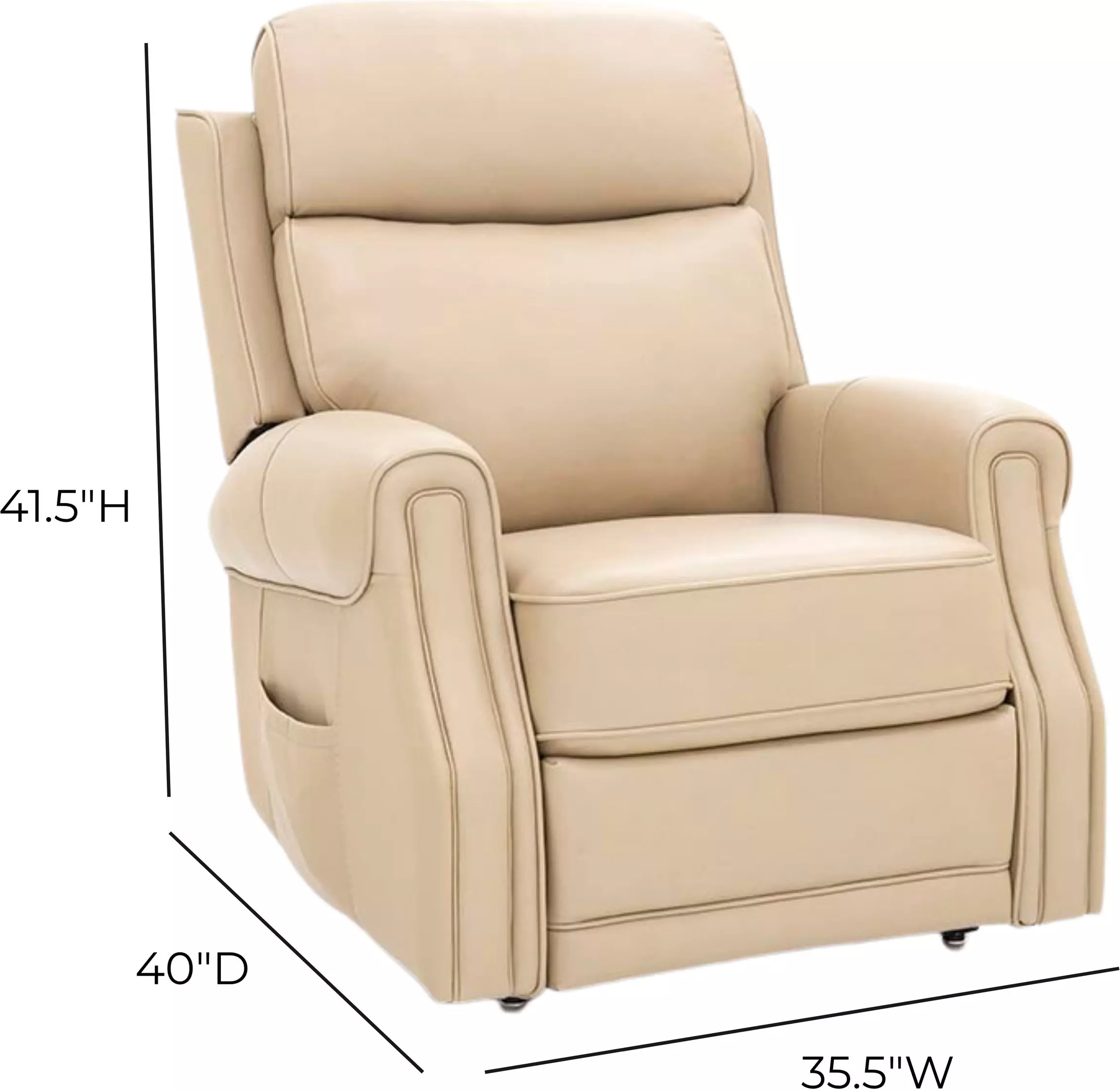 Lance Sorrento Sand Leather Power Lift Recliner with Power Lumbar and USB Charging