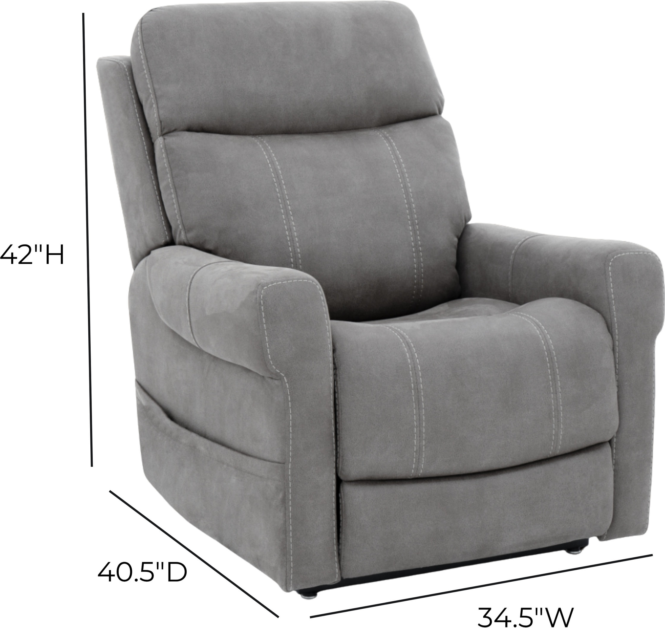 Lloyd Stonewash Dove Performance Fabric Power Lift Recliner with Power Lumbar and USB Charging