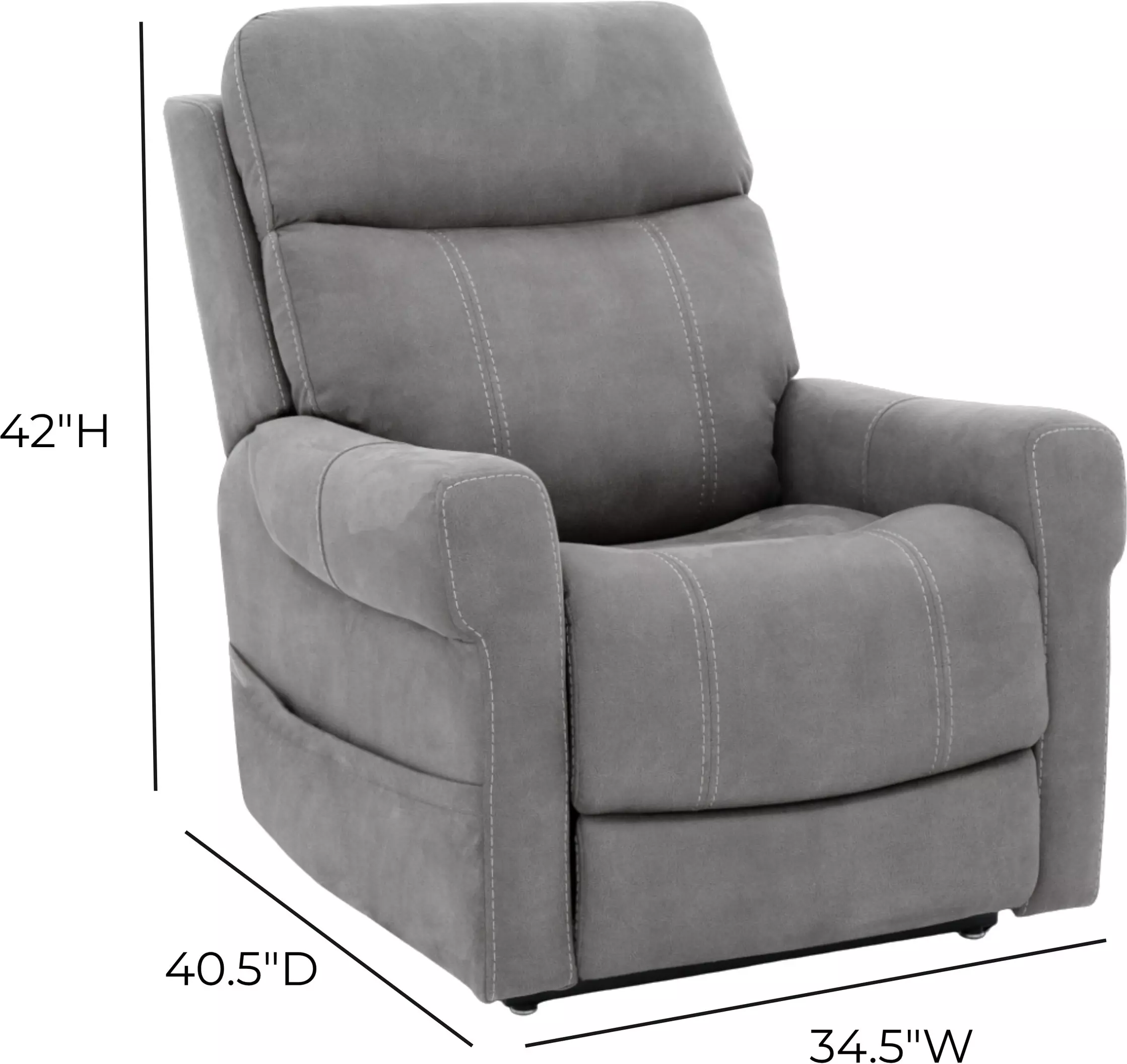 Lloyd Stonewash Dove Performance Fabric Power Lift Recliner with Power Lumbar and USB Charging