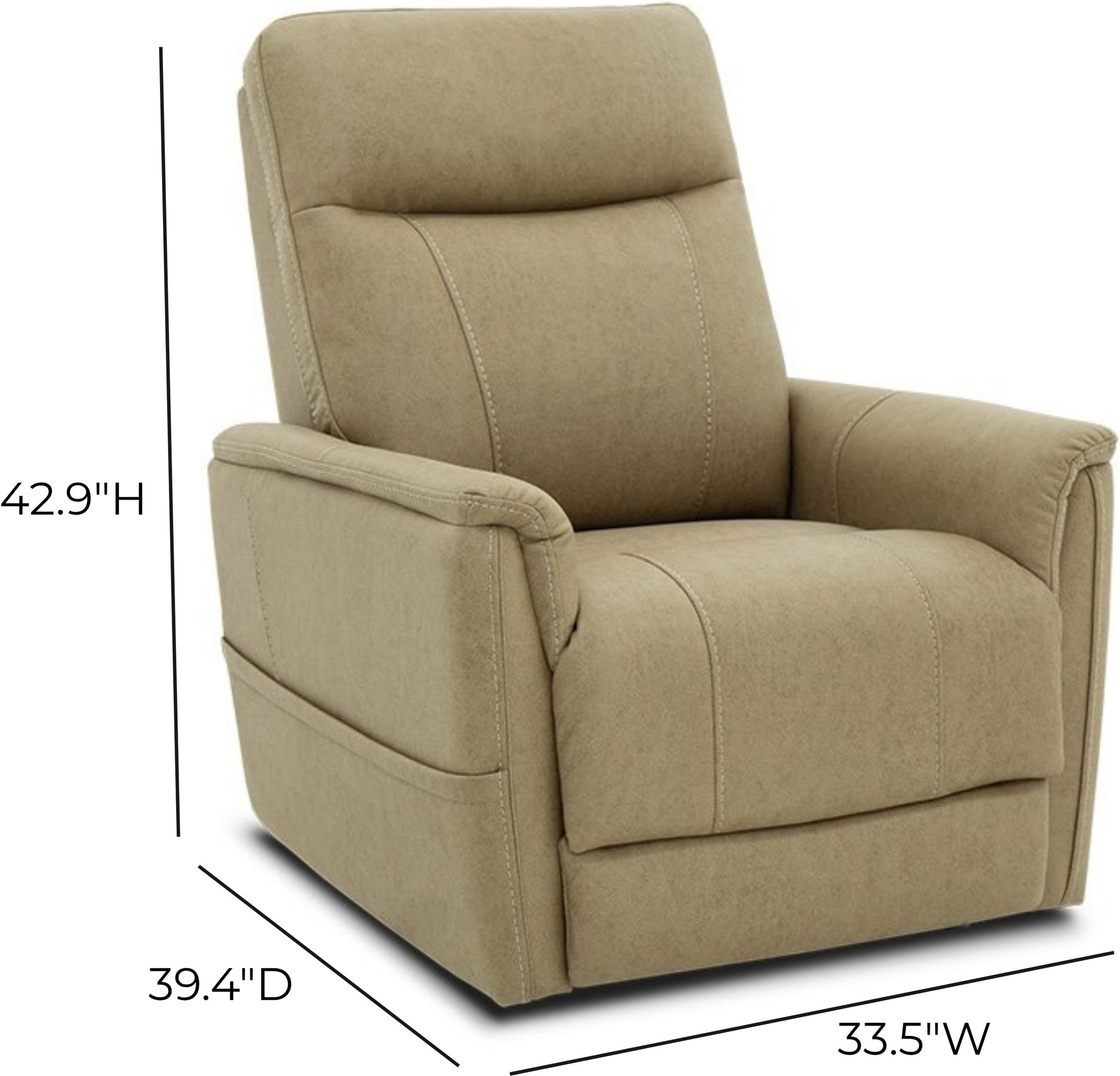 Montclair Jumbo Sand Performance Fabric Power Lift Recliner with Power Lumbar and 3 Zone Heat