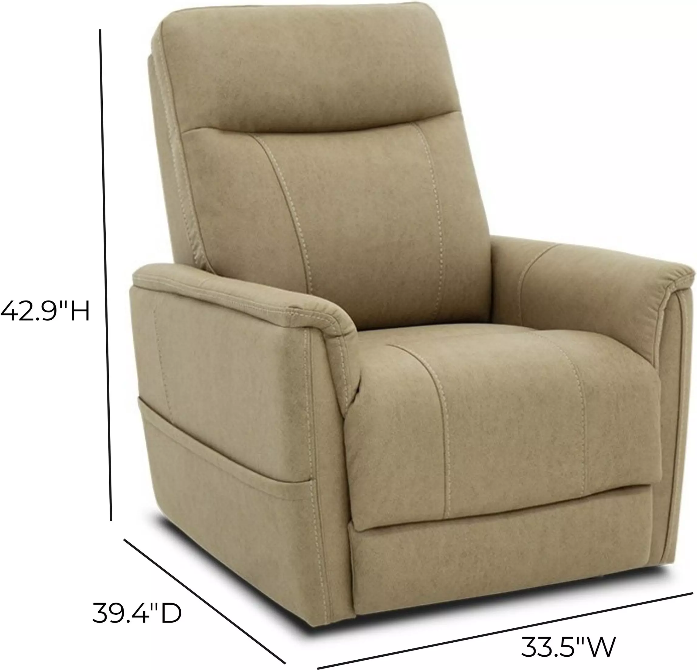 Montclair Jumbo Sand Performance Fabric Power Lift Recliner with Power Lumbar and 3 Zone Heat