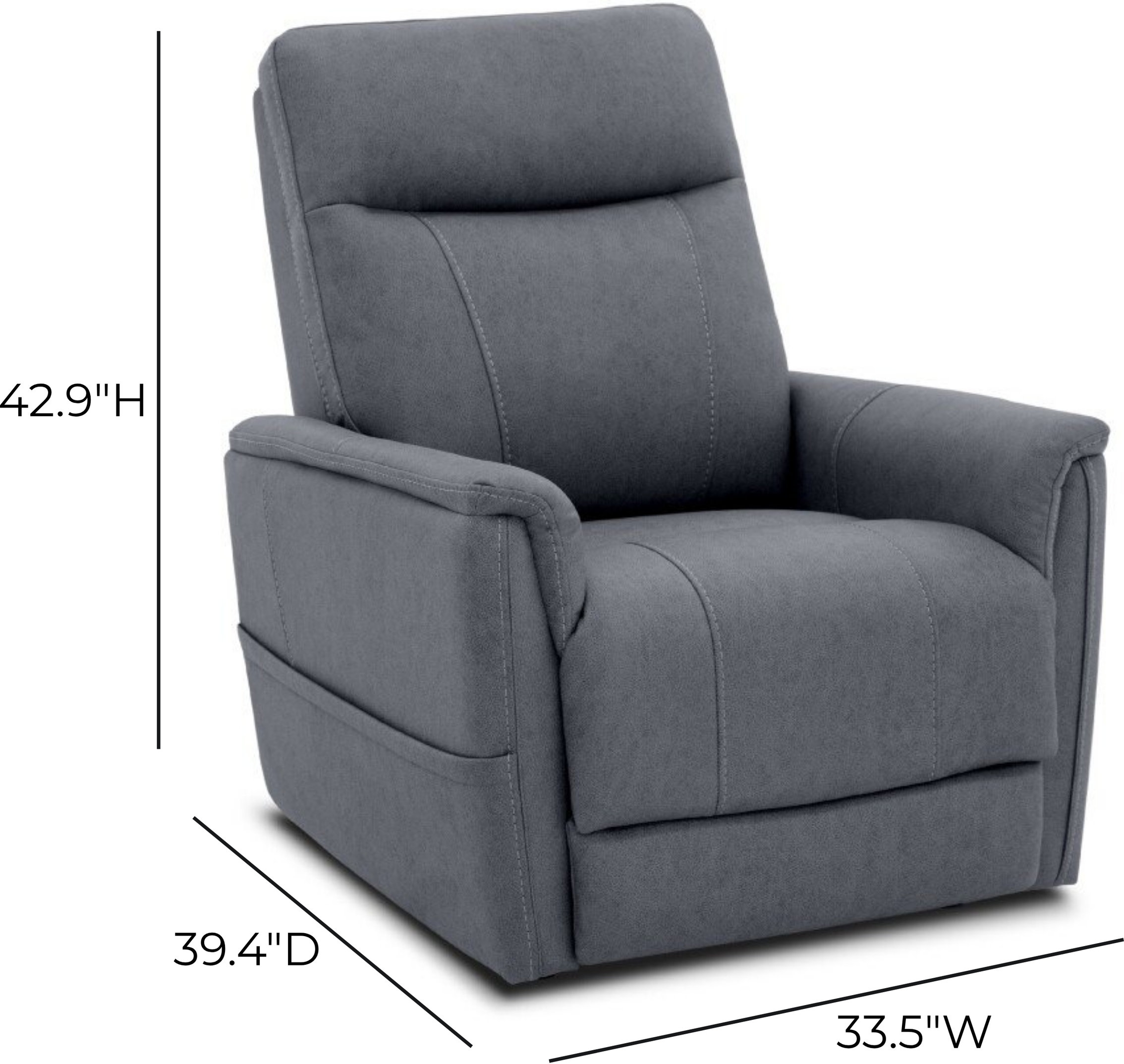 Montclair Jumbo Slate Performance Fabric Power Lift Recliner with Power Lumbar and 3 Zone Heat
