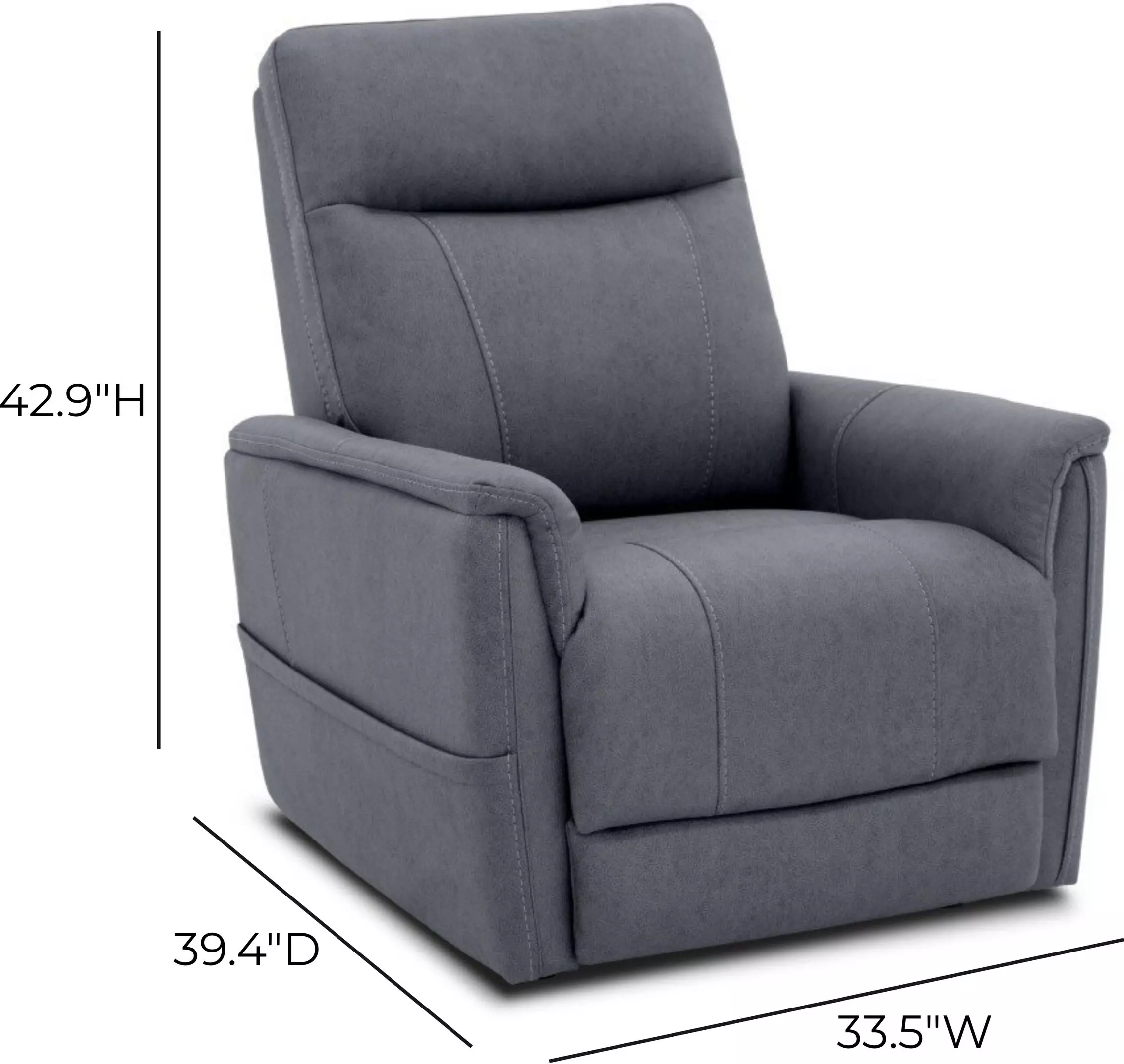 Montclair Jumbo Slate Performance Fabric Power Lift Recliner with Power Lumbar and 3 Zone Heat