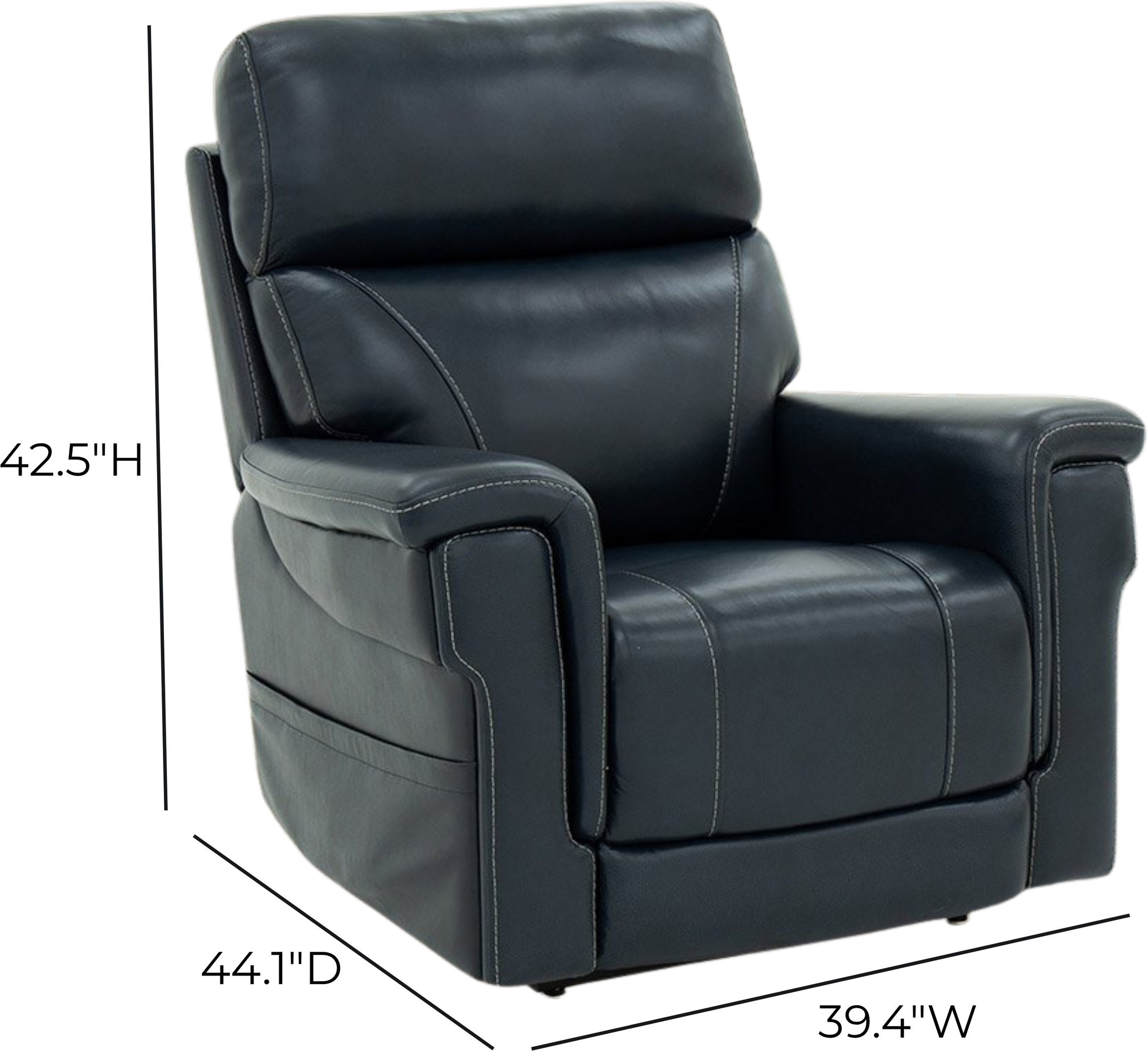 Moorpark Sorrento Ocean Leather Power Lift Recliner with Power Lumbar and 3 Zone Heat