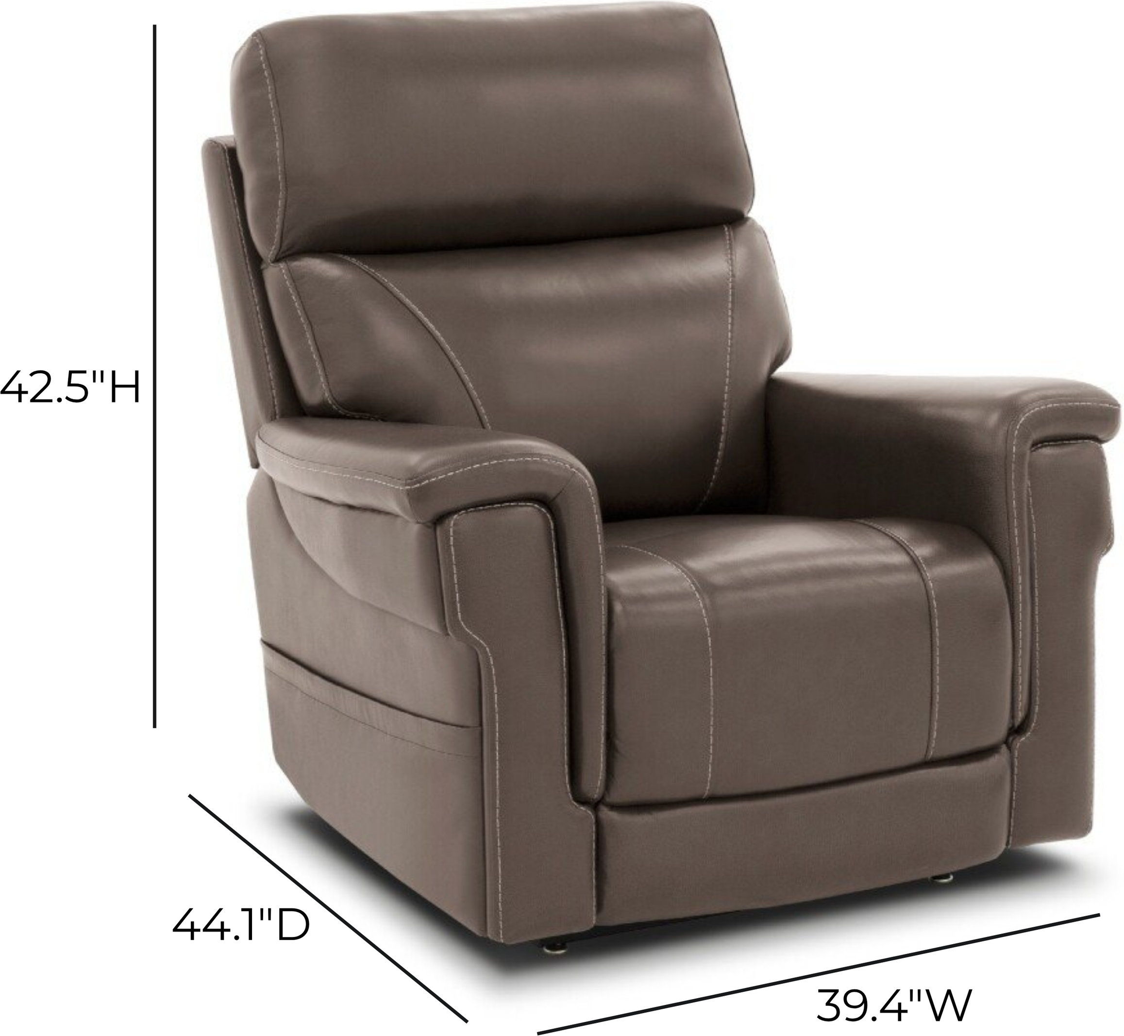 Moorpark Sorrento Mocha Leather Power Lift Recliner with Power Lumbar and 3 Zone Heat