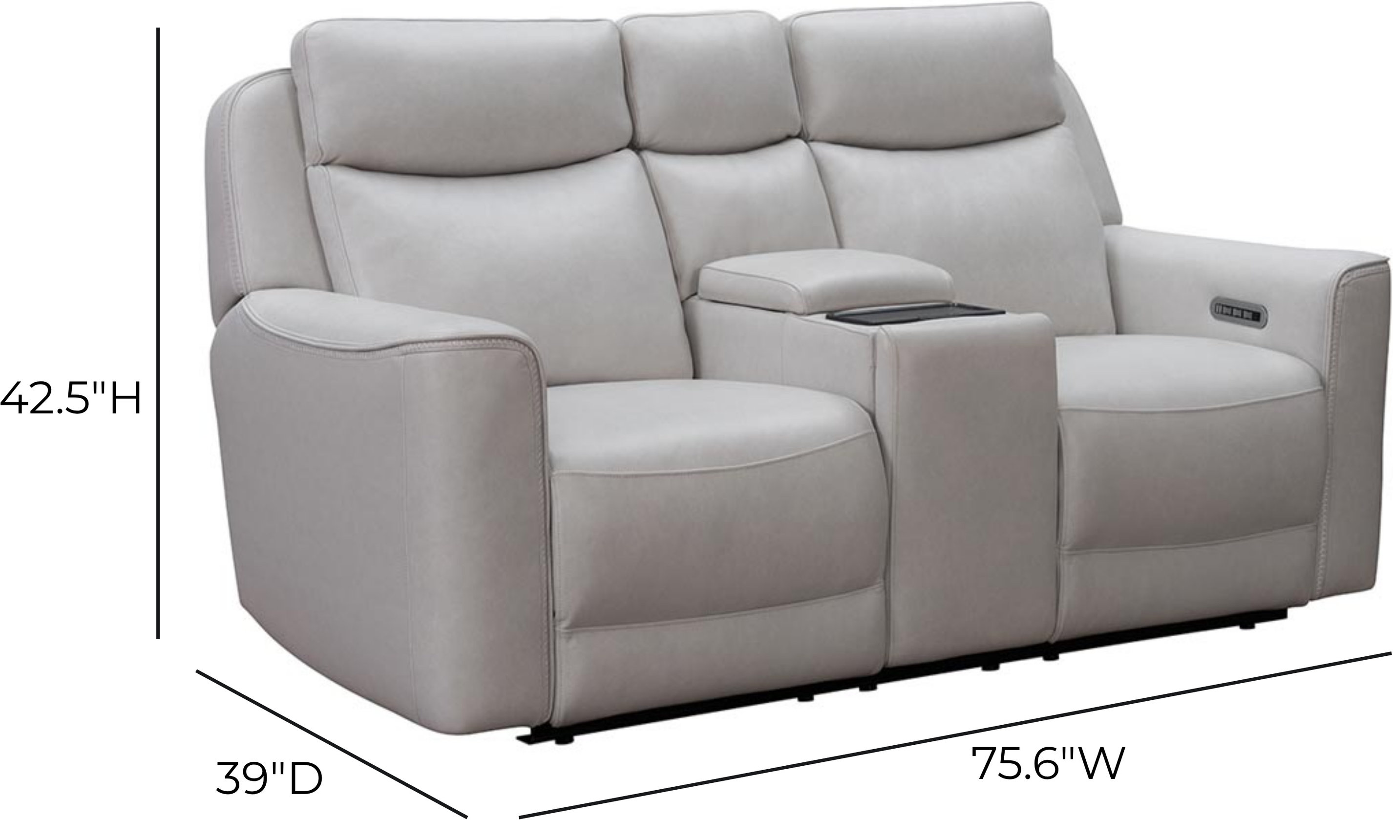 Chester Denisa Soft White Leather 76" Power Reclining Console Loveseat with Power Lumbar and USB Charging
