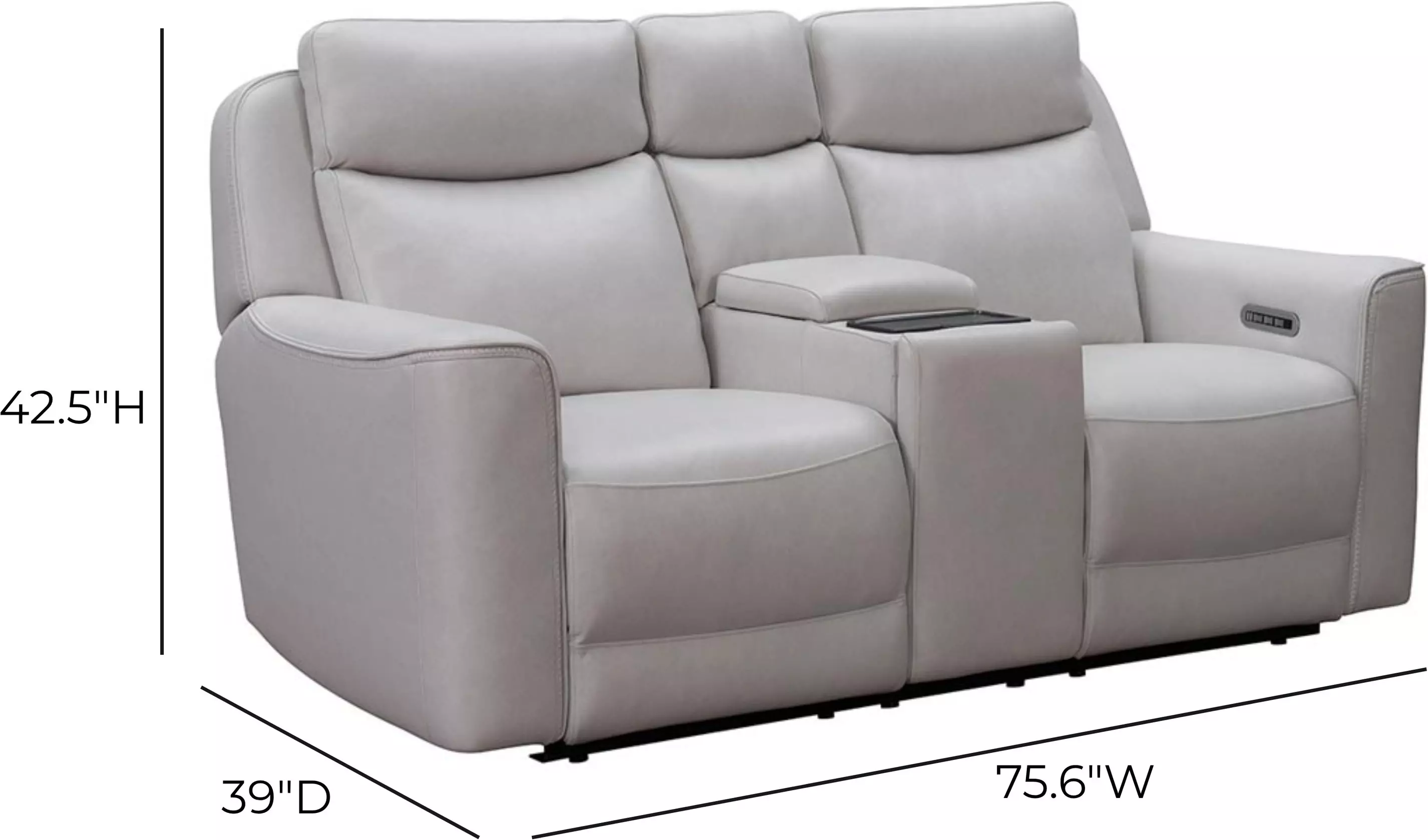 Chester Denisa Soft White Leather 76" Power Reclining Console Loveseat with Power Lumbar and USB Charging