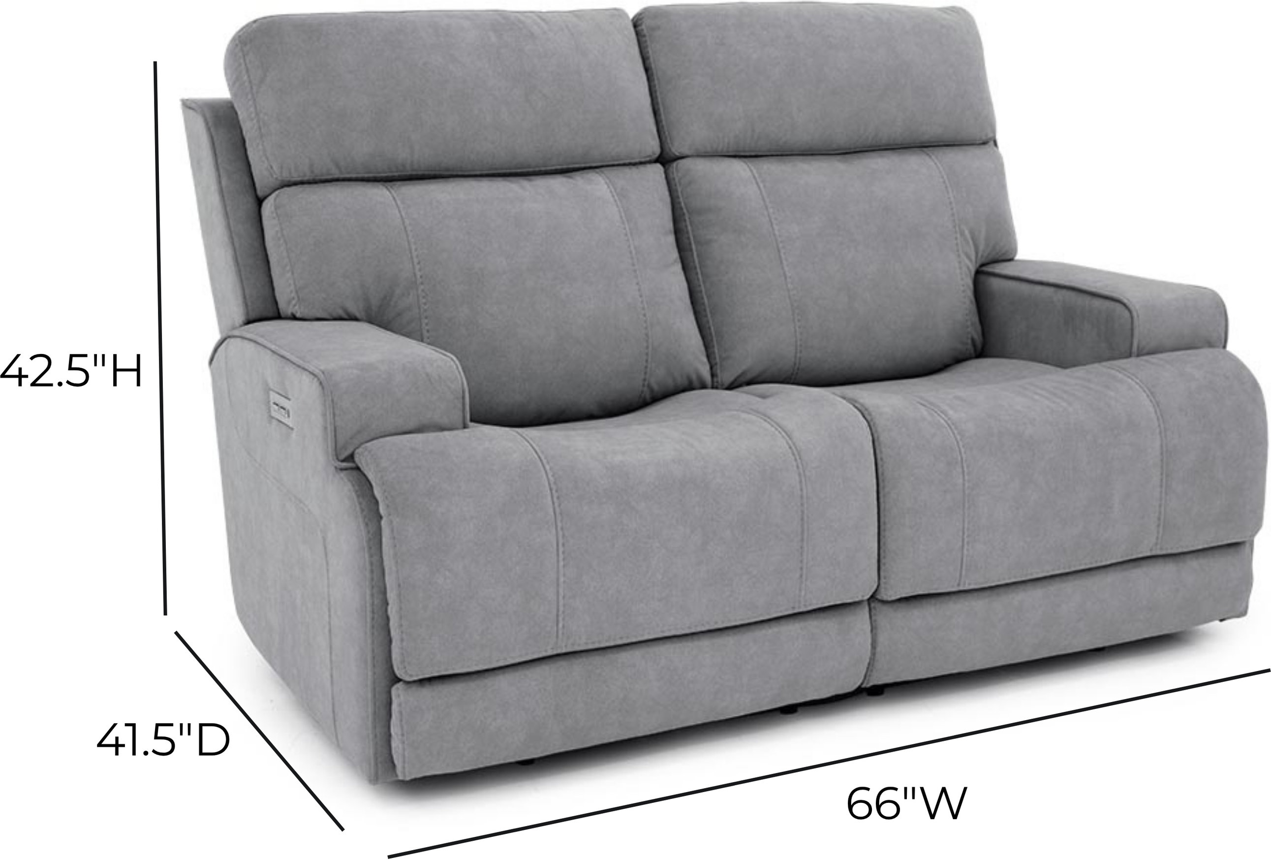Ashbee Arula Dolphin 66" Zero Gravity Power Reclining Loveseat with Power Headrest and USB Charging