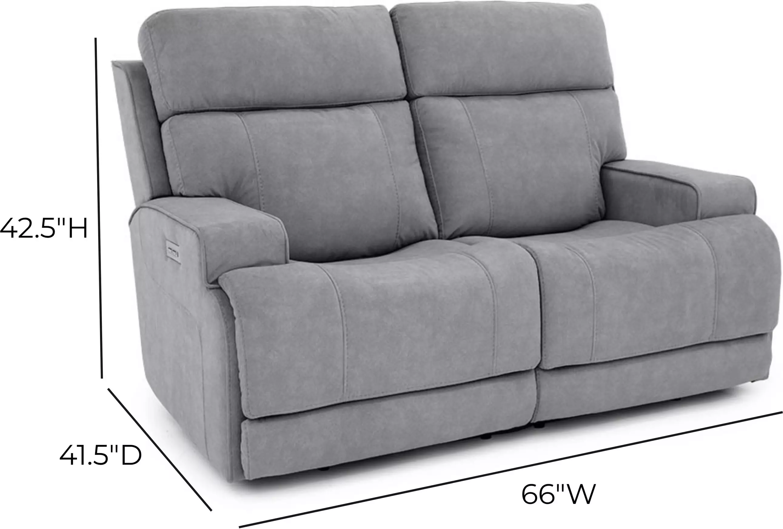 Ashbee Arula Dolphin 66" Zero Gravity Power Reclining Loveseat with Power Headrest and USB Charging