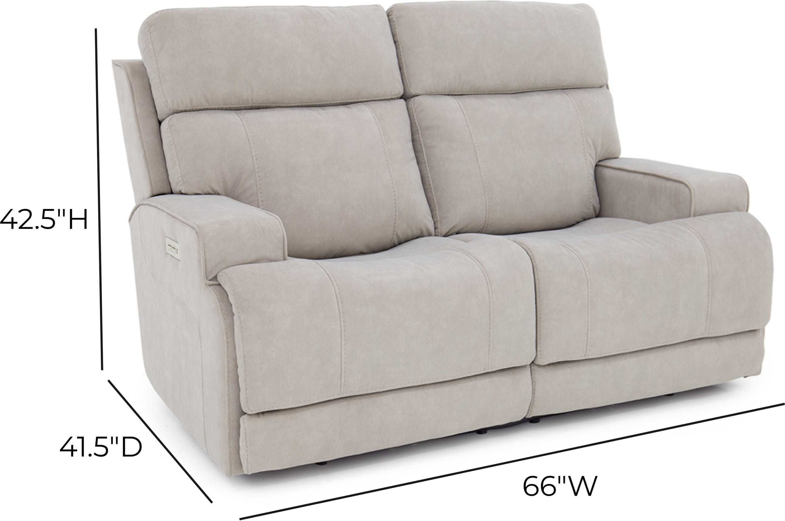 Ashbee Arula Dove 66" Zero Gravity Power Reclining Loveseat with Power Headrest and USB Charging