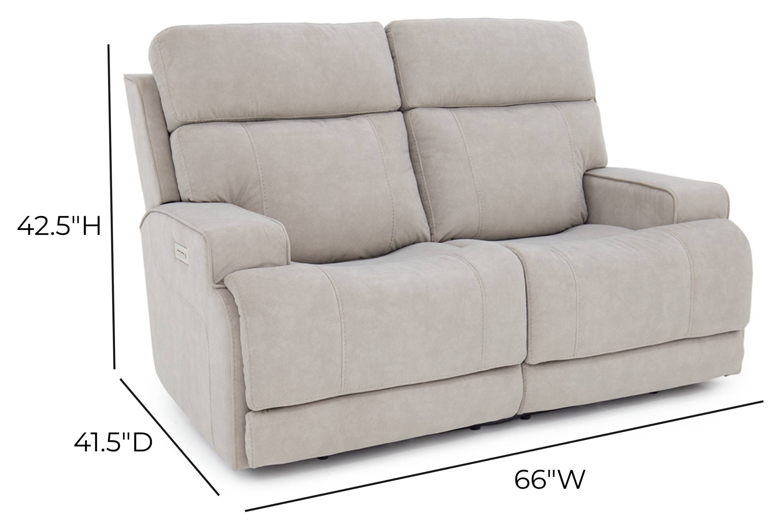 Ashbee Arula Dove 66" Zero Gravity Power Reclining Loveseat with Power Headrest and USB Charging