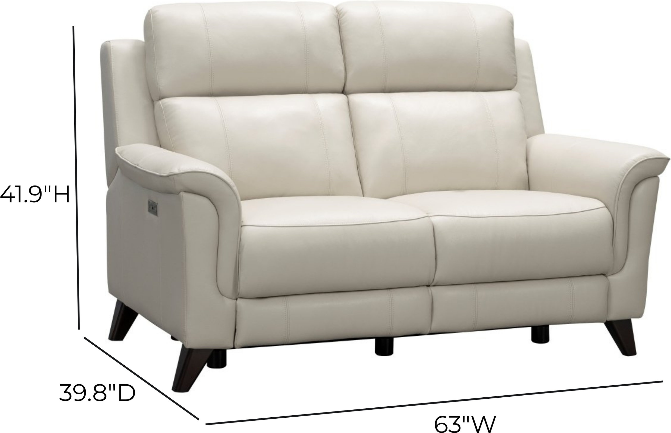 Kester Laurel Cream Leather 63" Power Reclining Loveseat with Power Headrest and USB Charging