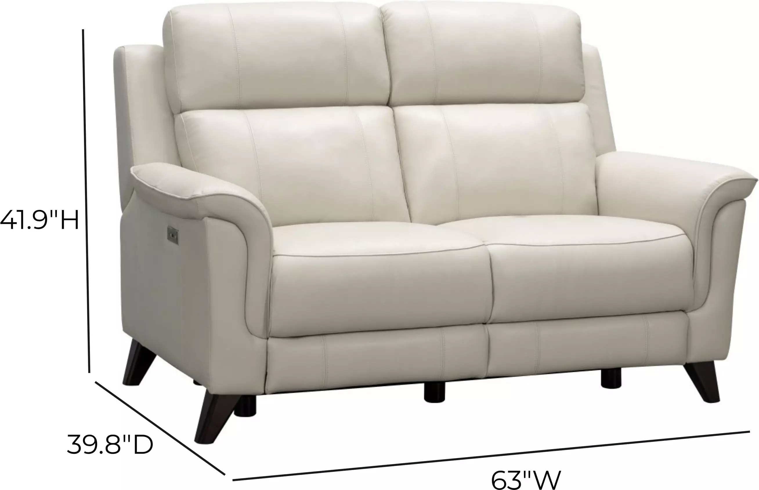 Kester Laurel Cream Leather 63" Power Reclining Loveseat with Power Headrest and USB Charging