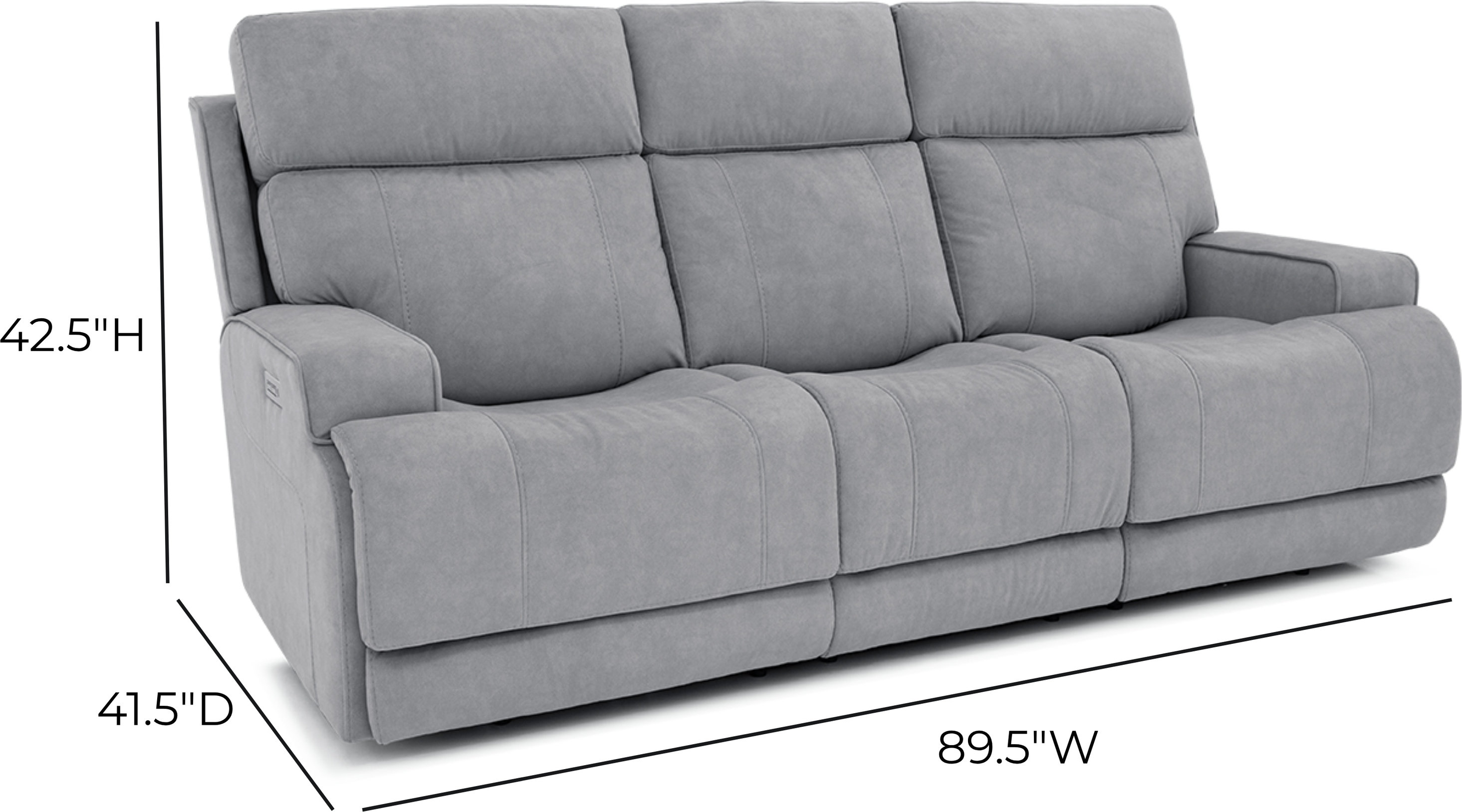 Ashbee Arula Dolphin 90" Zero Gravity Power Reclining Sofa with Power Headrest and USB Charging