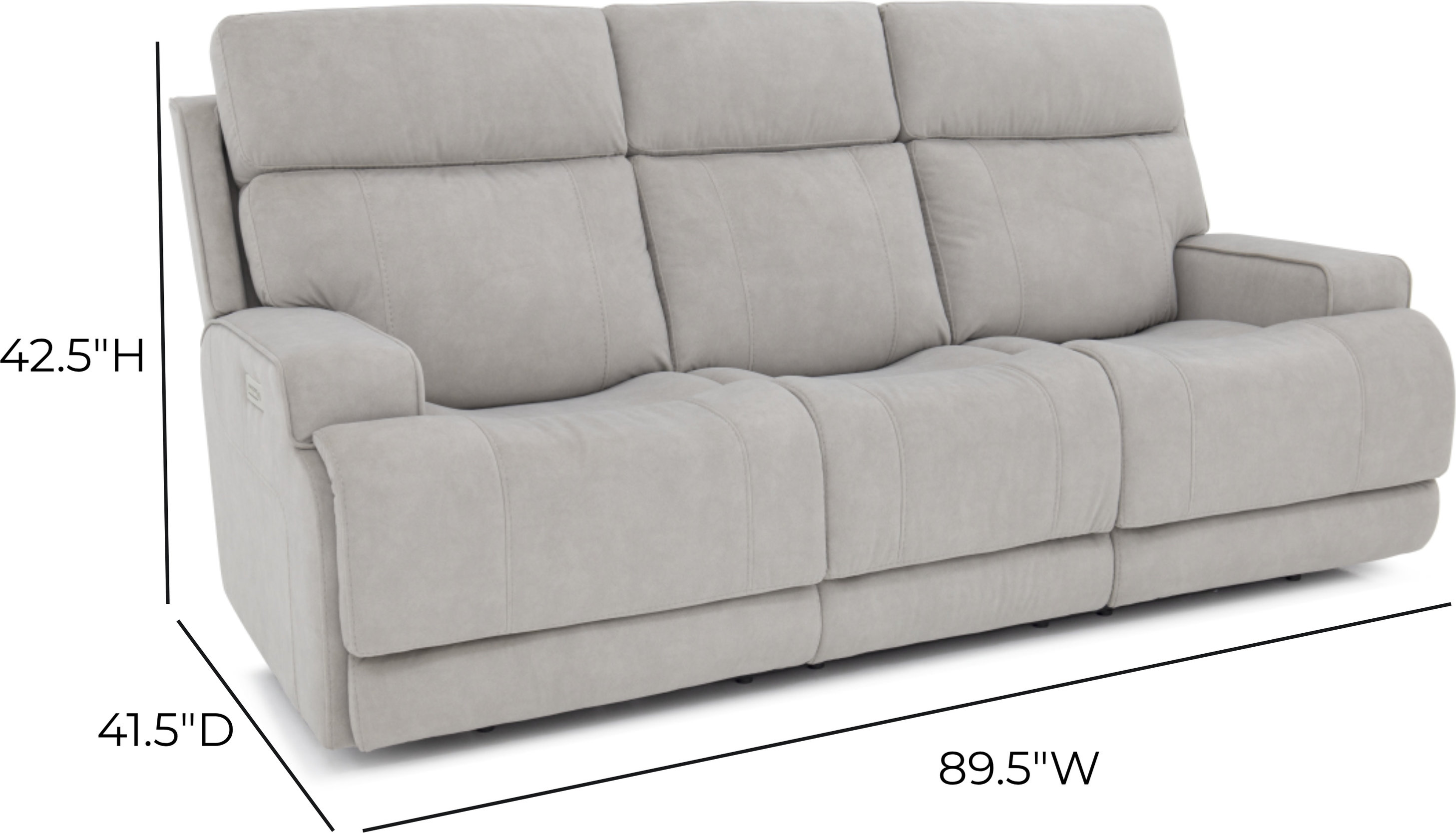 Ashbee Arula Dove 90" Zero Gravity Power Reclining Sofa with Power Headrest and USB Charging