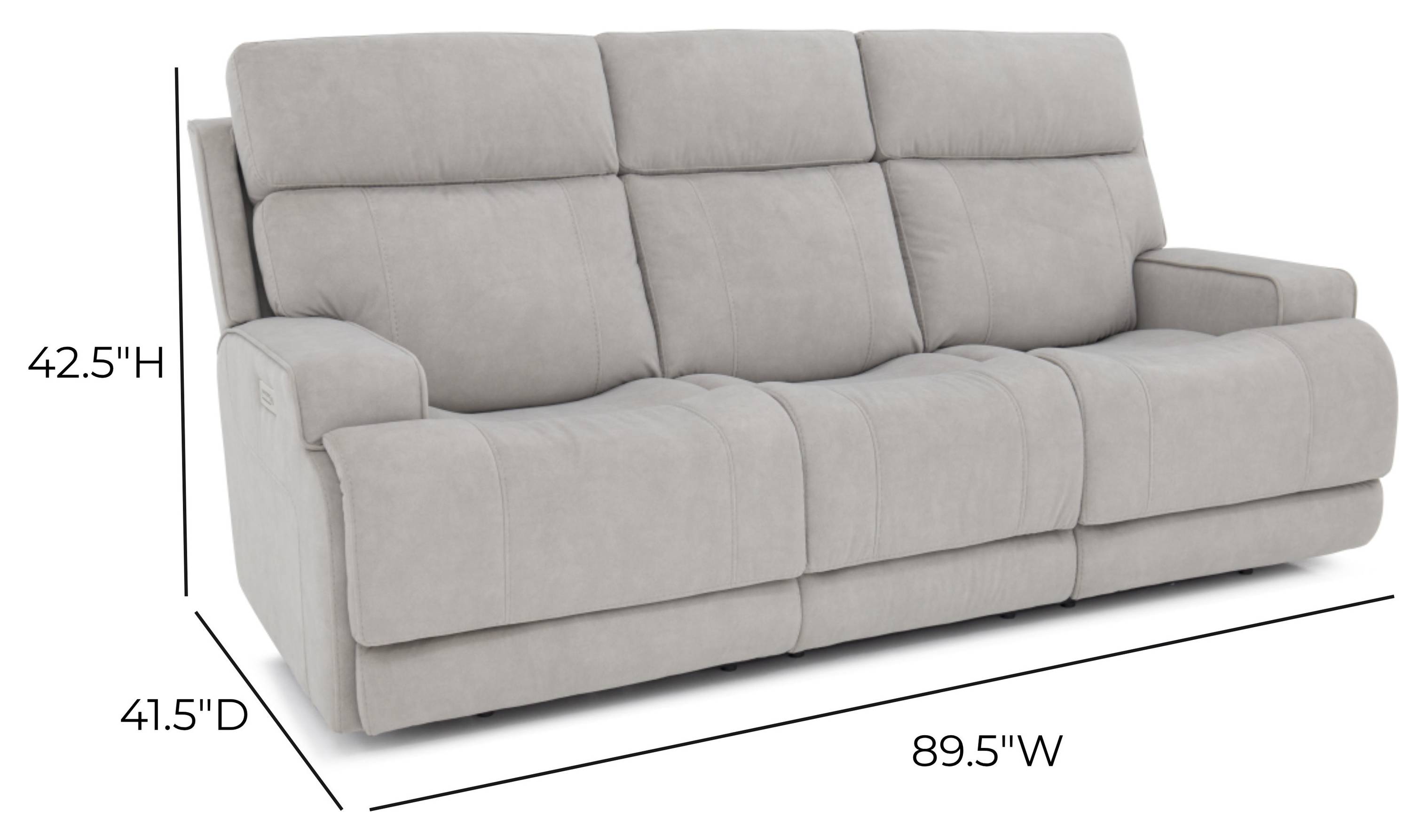 Ashbee Arula Dove 90" Zero Gravity Power Reclining Sofa with Power Headrest and USB Charging
