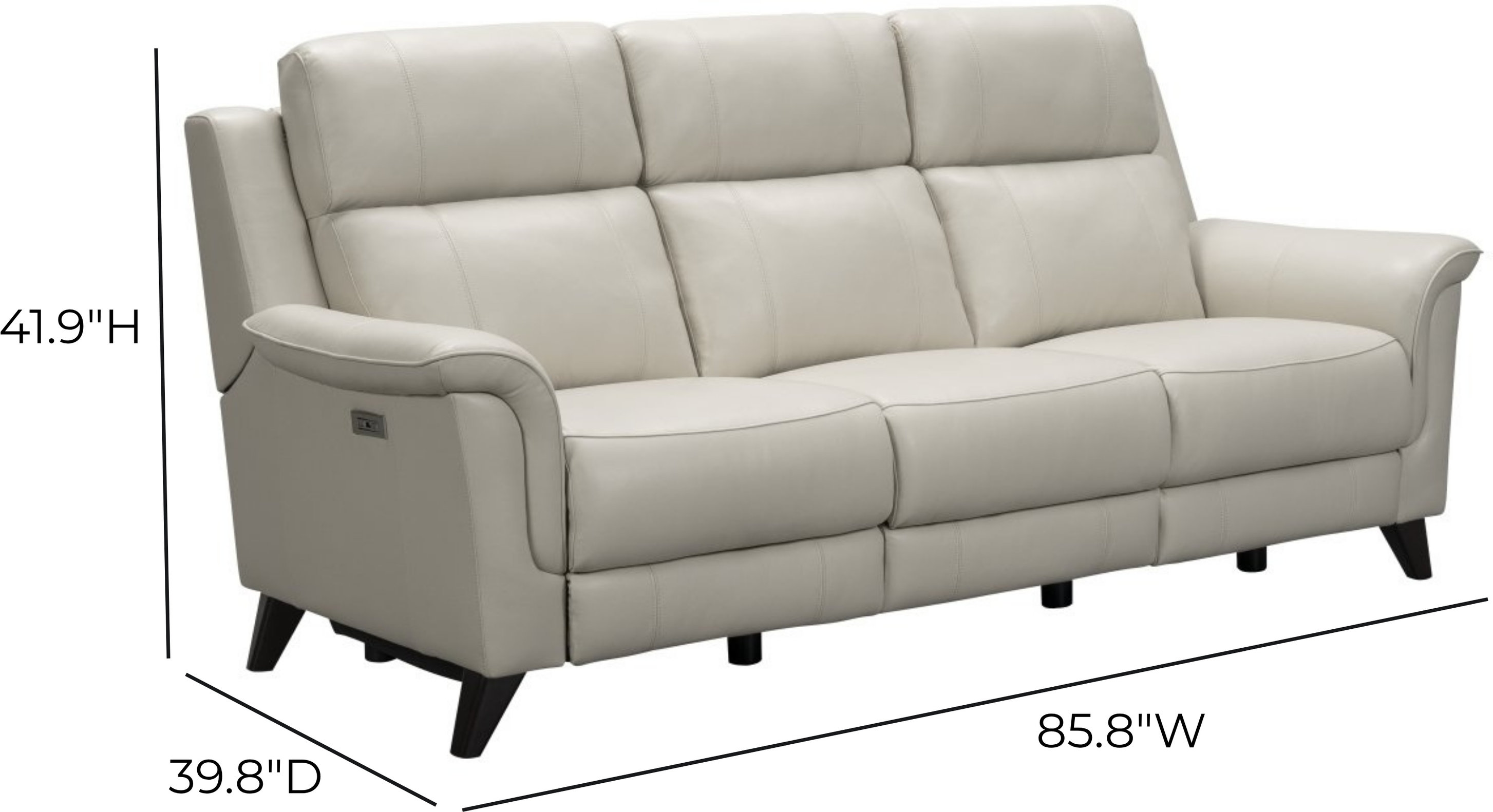 Kester Laurel Cream Leather 86" Power Reclining Sofa with Power Headrest and USB Charging
