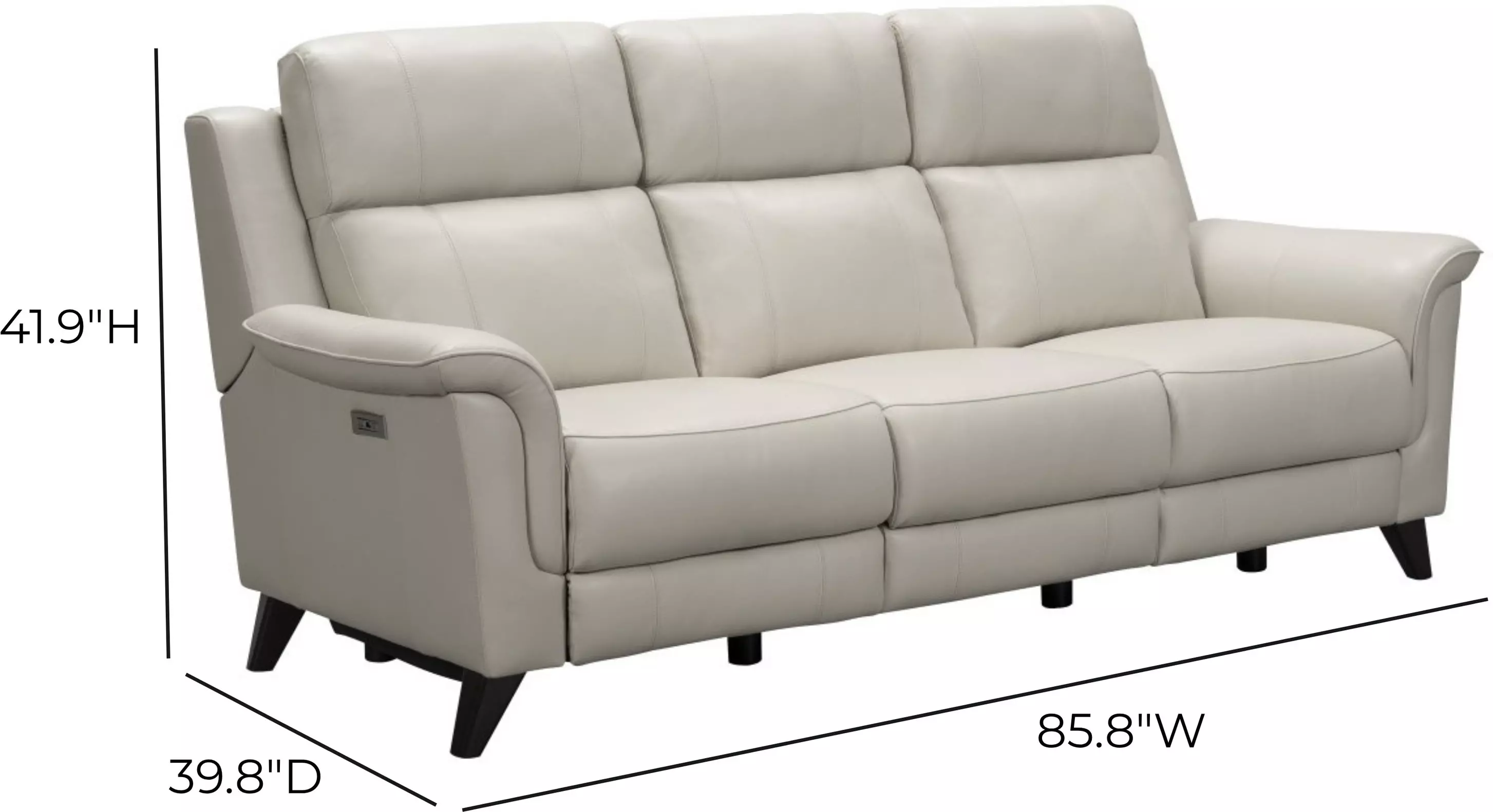 Kester Laurel Cream Leather 86" Power Reclining Sofa with Power Headrest and USB Charging
