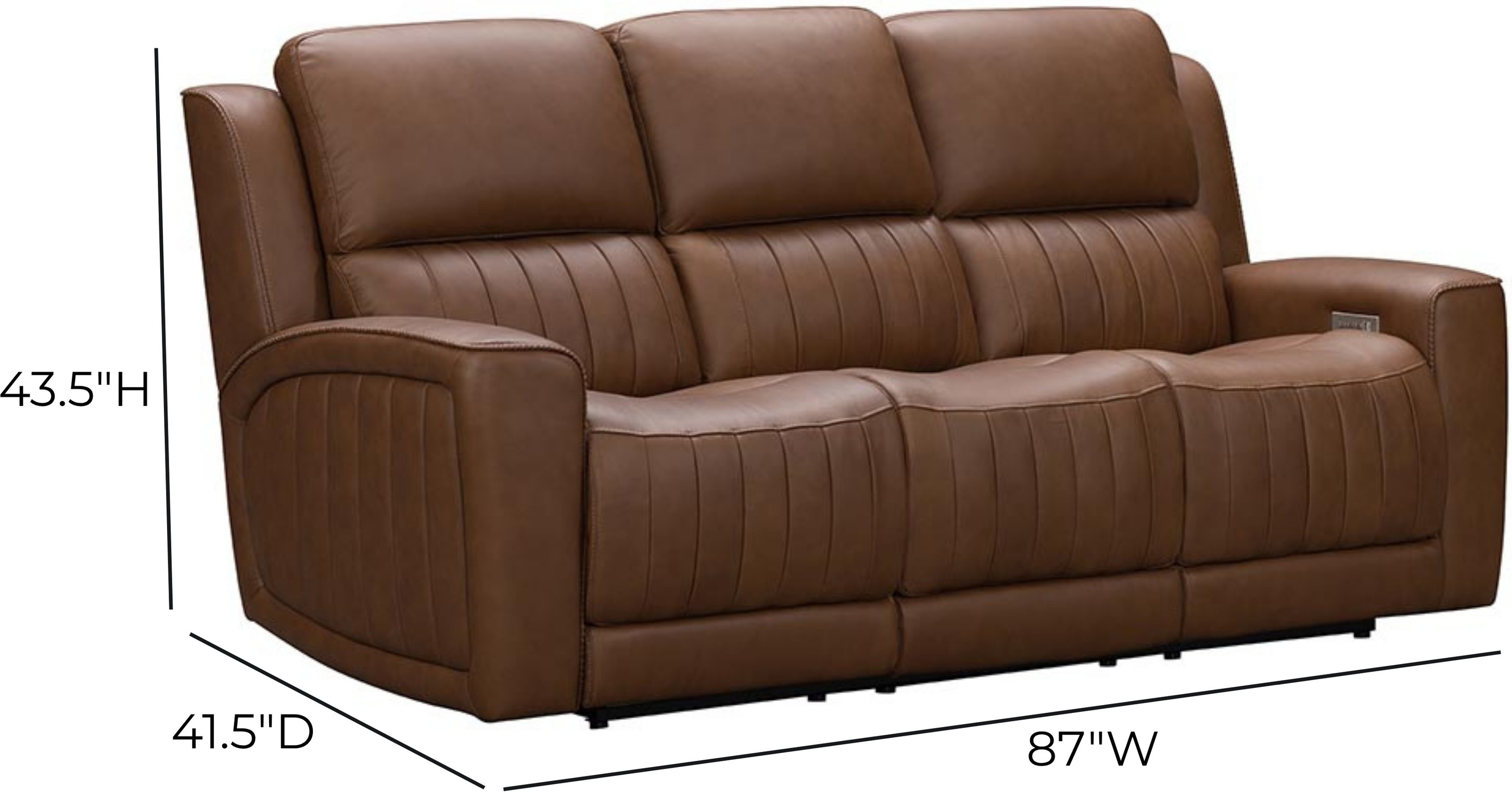 Pierce Homerun Cinnamon Leather 87" Zero Gravity Power Reclining Sofa with Power Lumbar and USB Charging