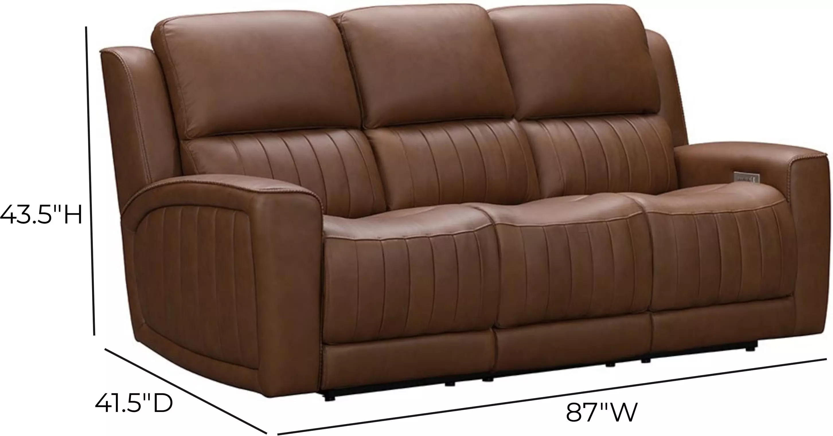 Pierce Homerun Cinnamon Leather 87" Zero Gravity Power Reclining Sofa with Power Lumbar and USB Charging