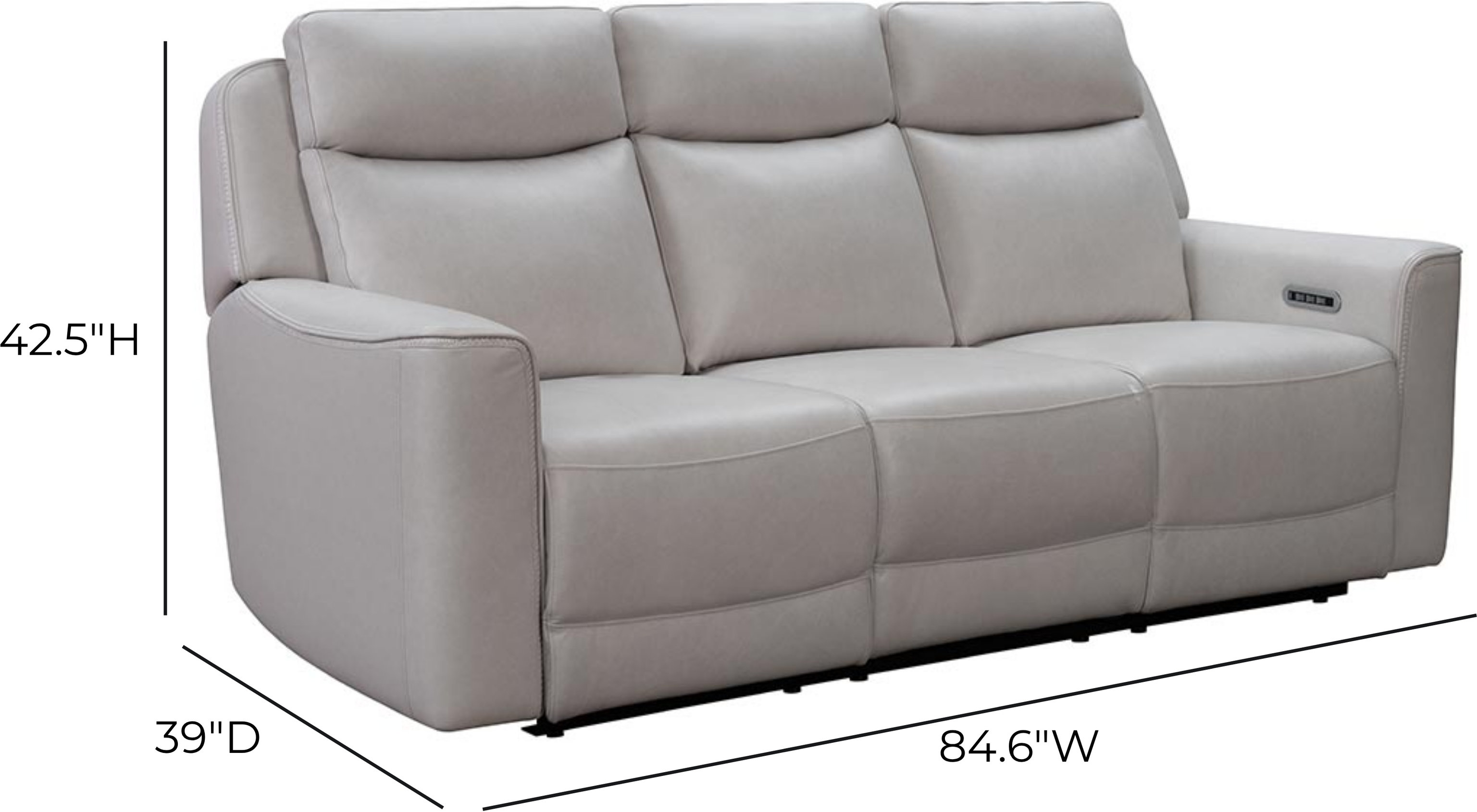 Chester Denisa Soft White Leather 85" Power Reclining Sofa with Power Lumbar and USB Charging