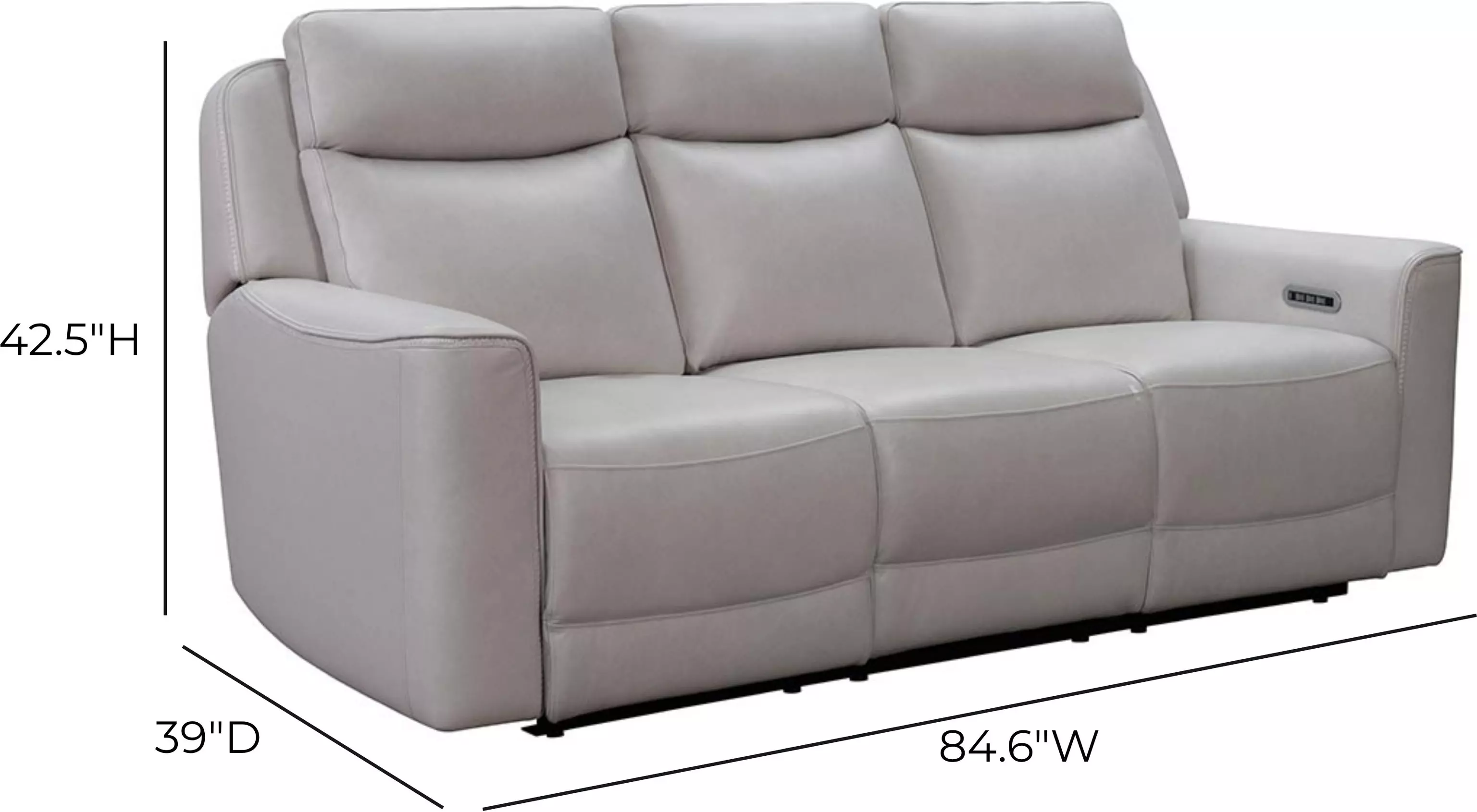 Chester Denisa Soft White Leather 85" Power Reclining Sofa with Power Lumbar and USB Charging