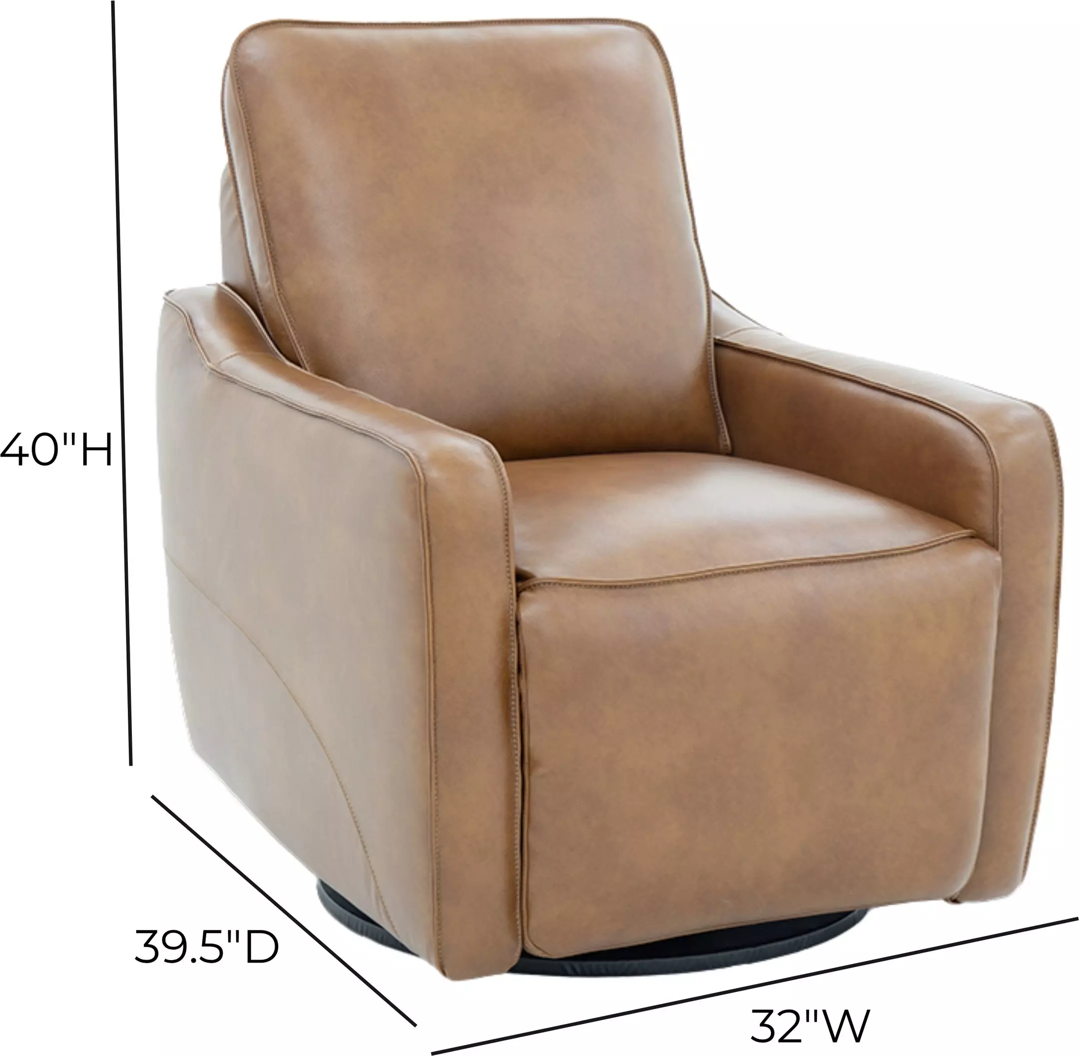 Mara Fresco Honey Leather Zero Wall Swivel Power Recliner