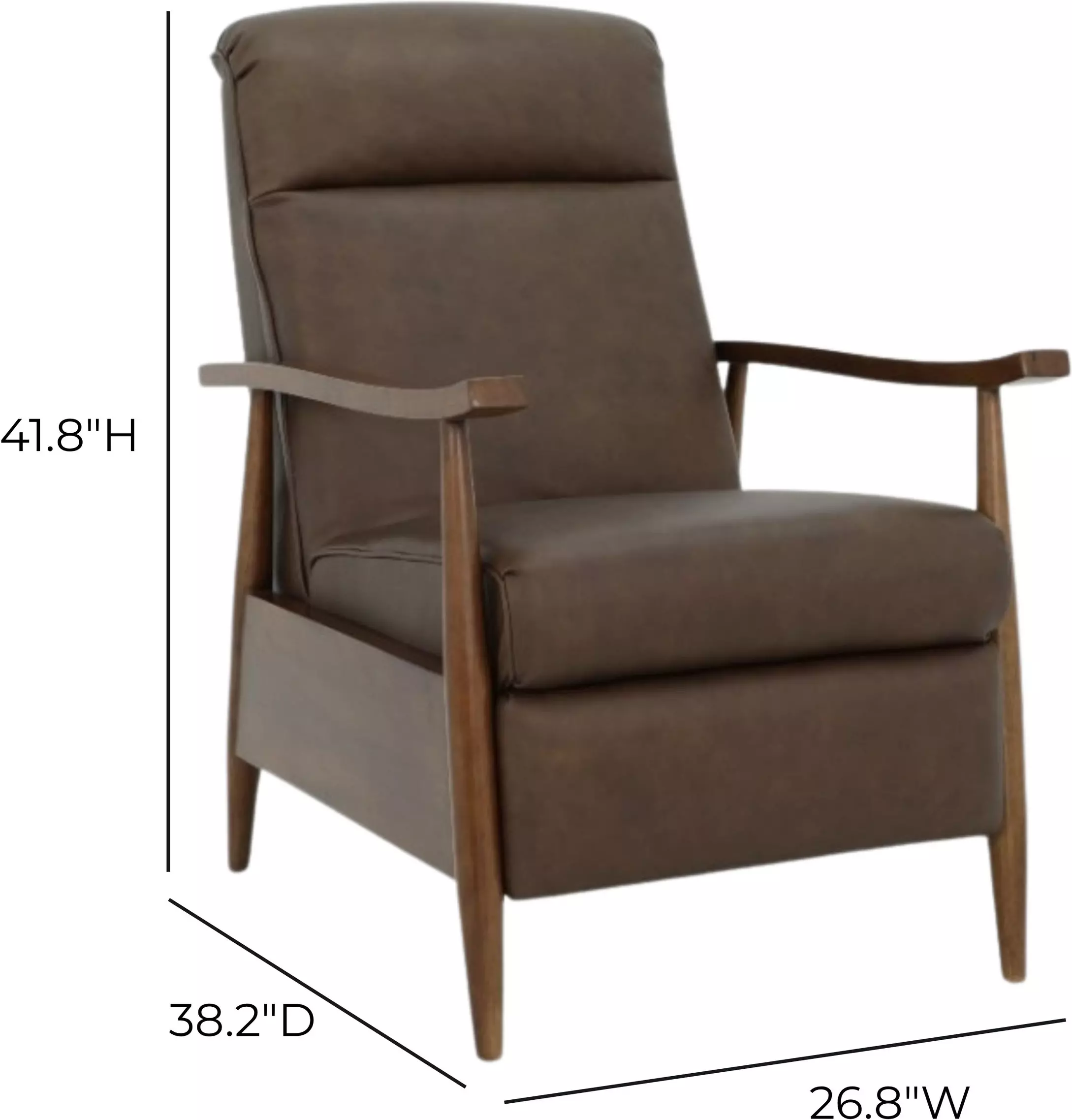 Hampton Oasis Walnut Leather Push Thru The Arms Recliner