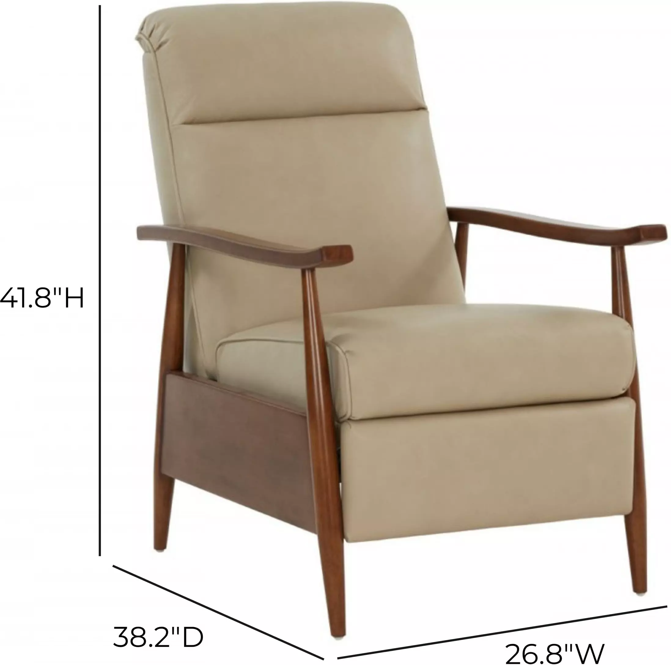 Hampton Shoreham Cream Leather Push Thru The Arms Recliner