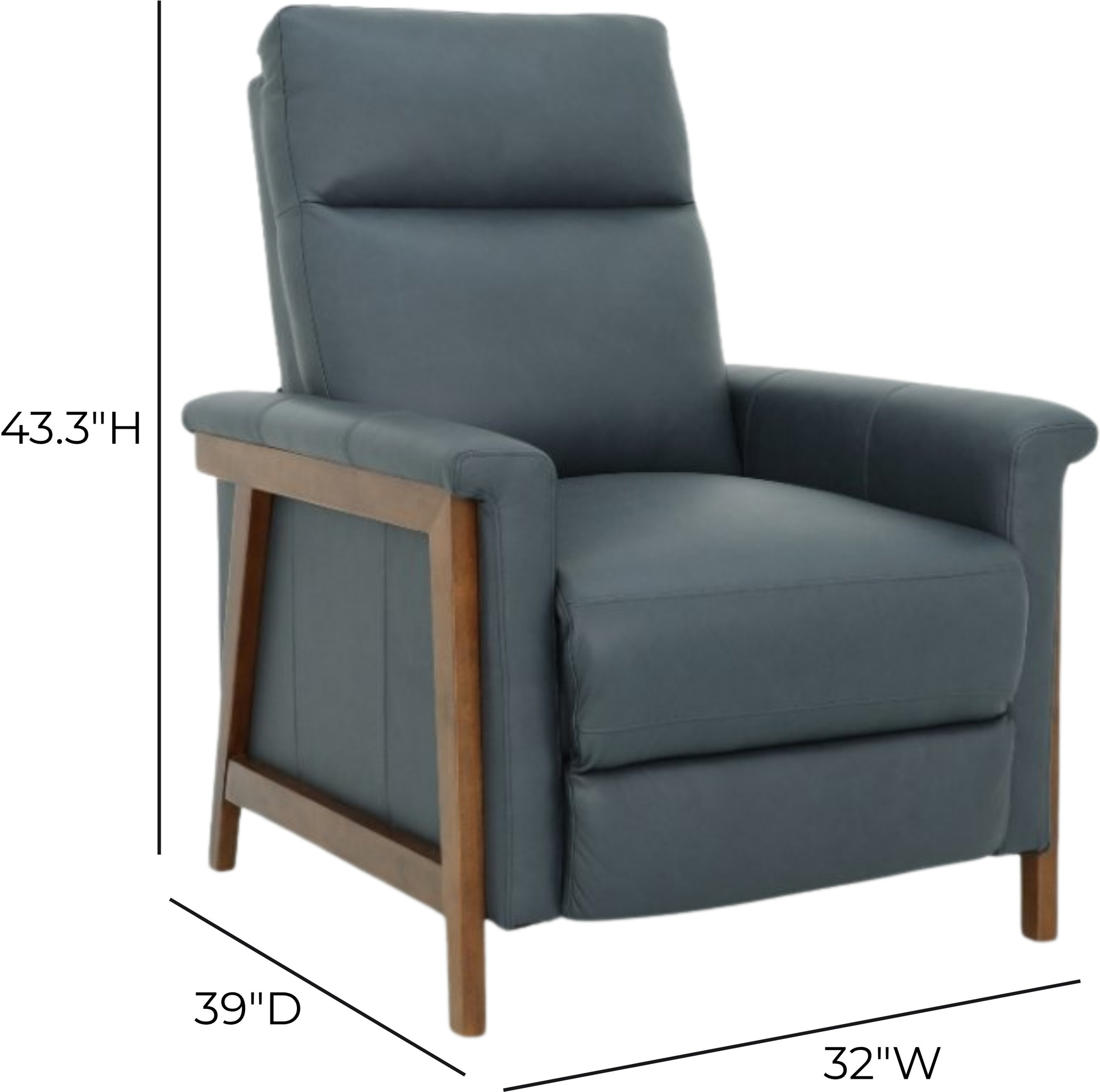 Lewiston Santa Fe Ocean Leather Push Thru The Arms Recliner