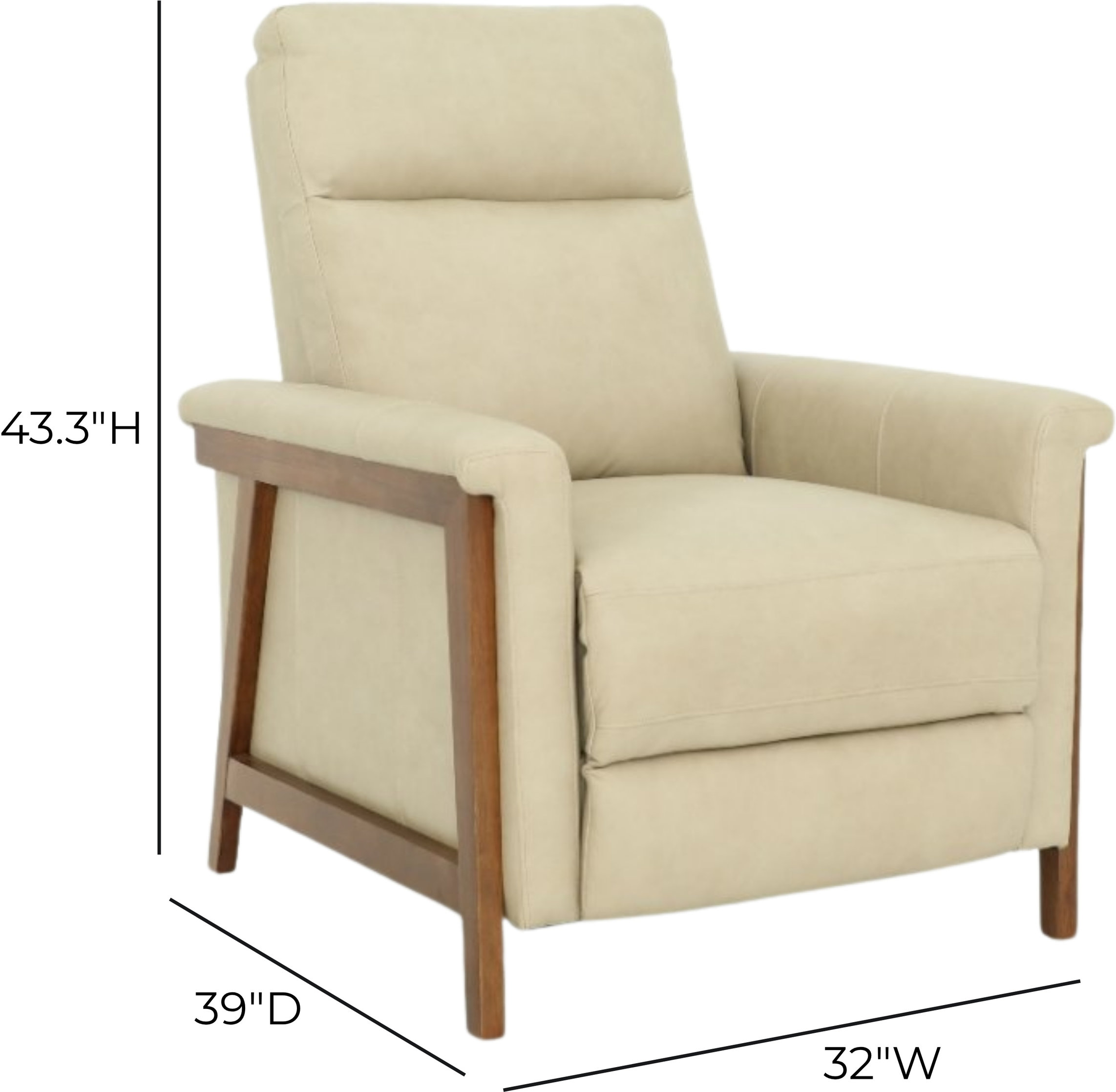Lewiston Cashmere Stone Leather Push Thru The Arms Recliner