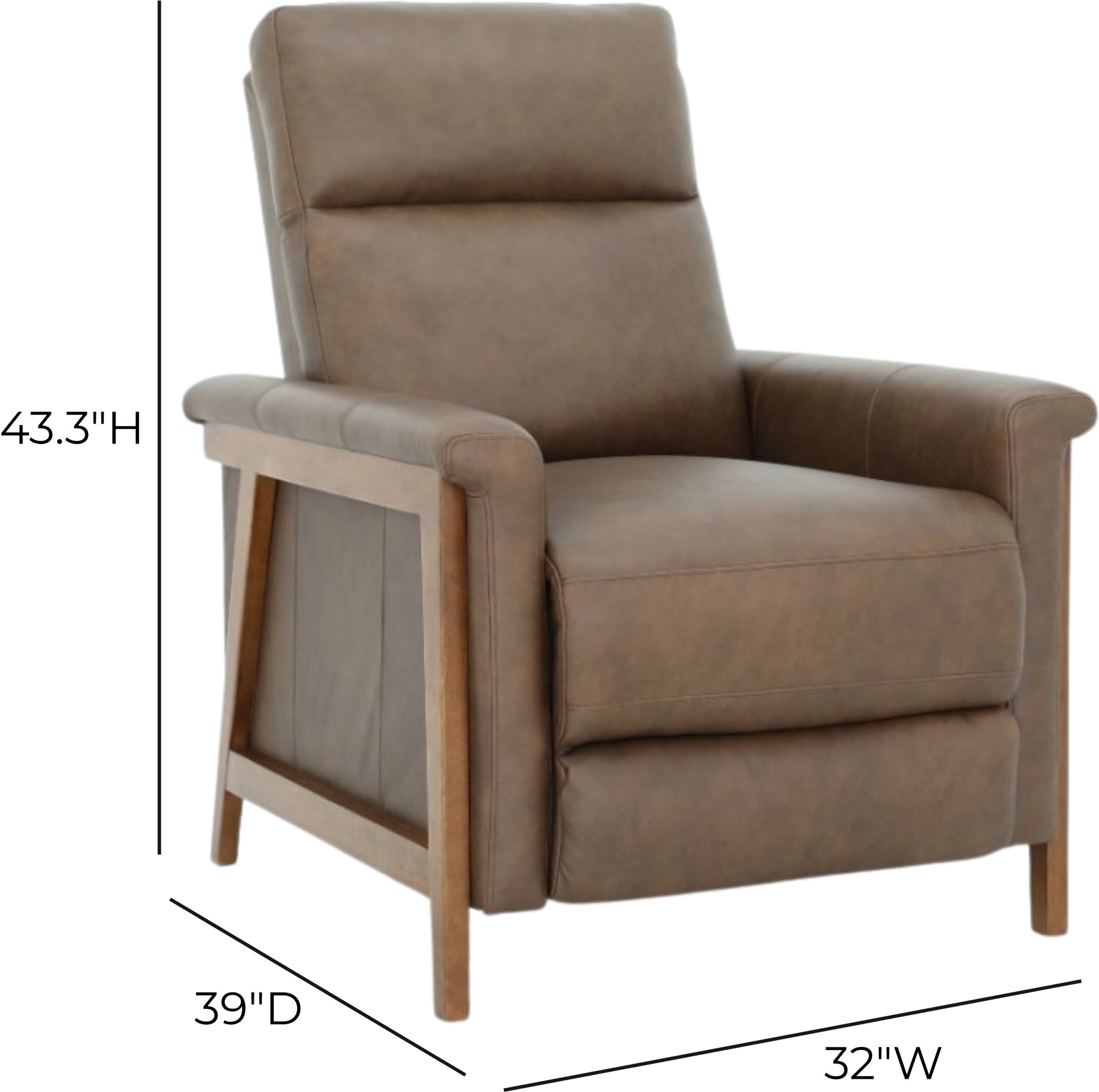 Lewiston Oasis Walnut Leather Push Thru The Arms Recliner