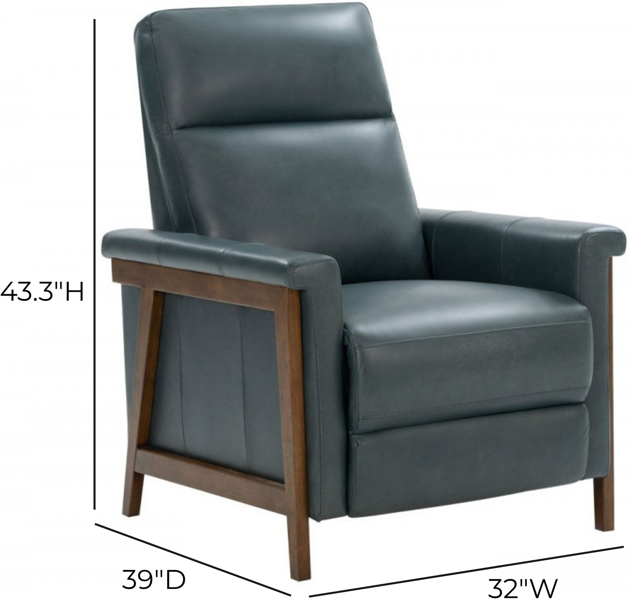 Lewiston Roma Bluegray Leather Push Thru The Arms Recliner