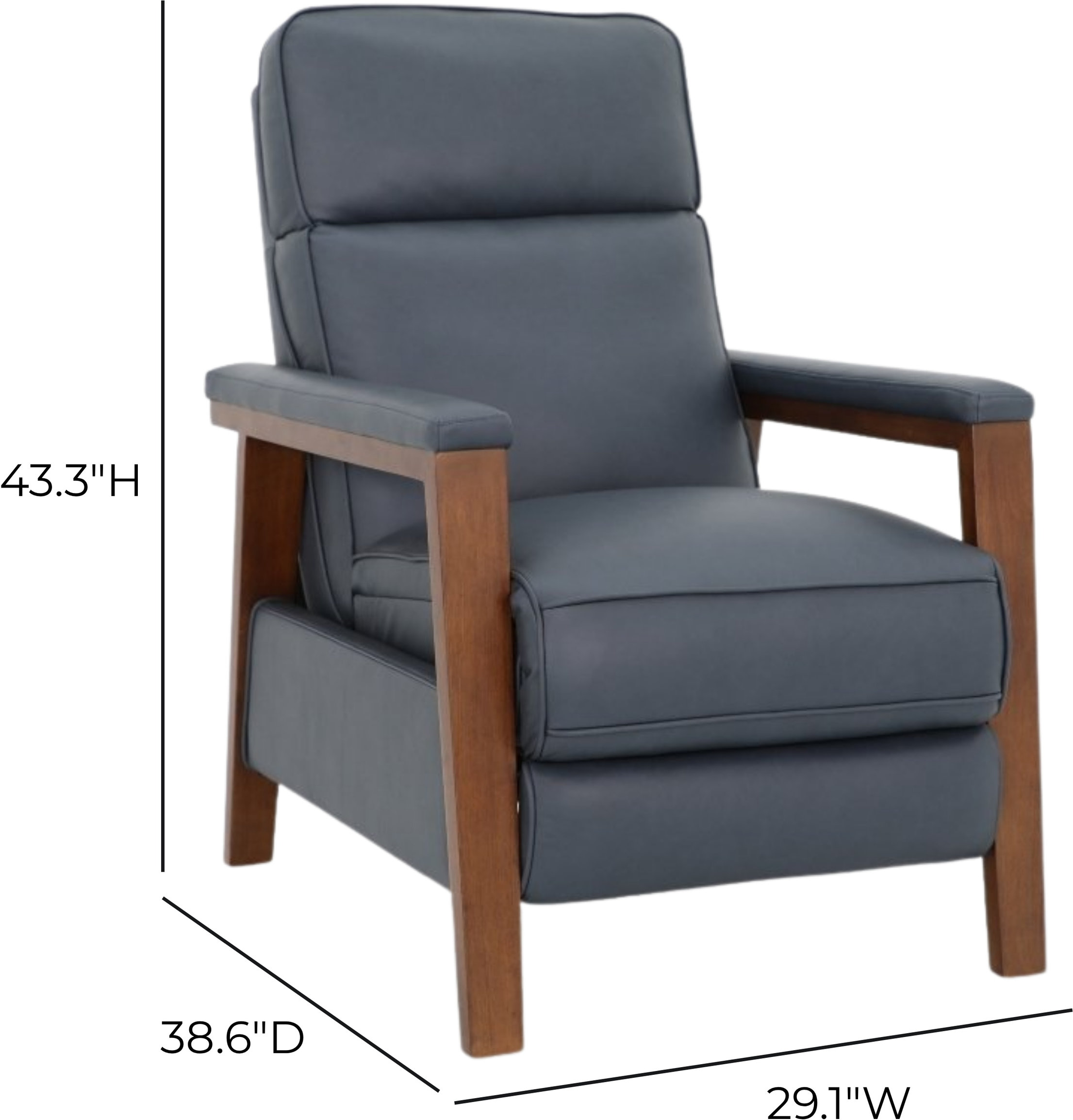 Ashland Santa Fe Ocean Leather Push Thru The Arms Recliner