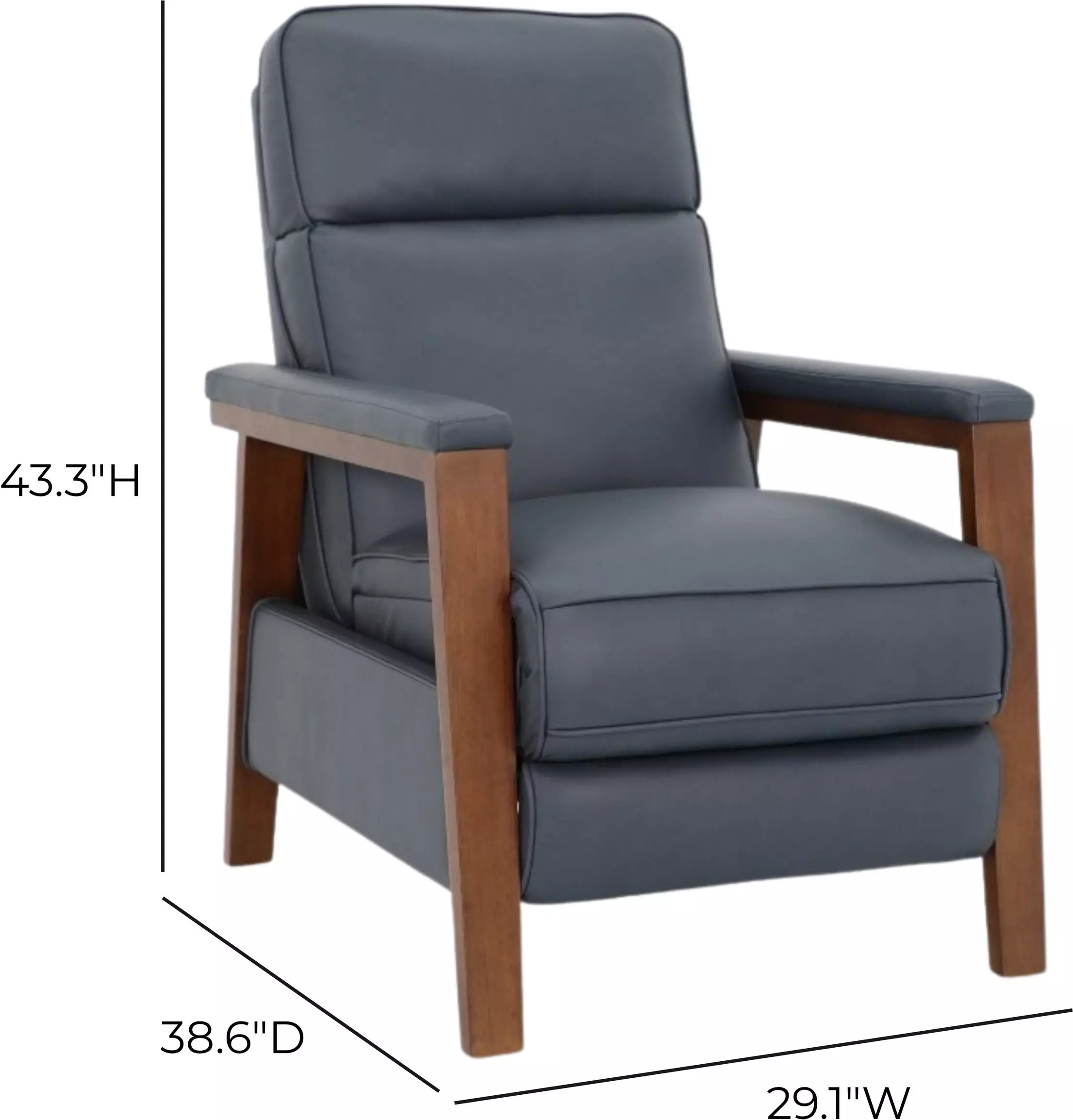 Ashland Santa Fe Ocean Leather Push Thru The Arms Recliner