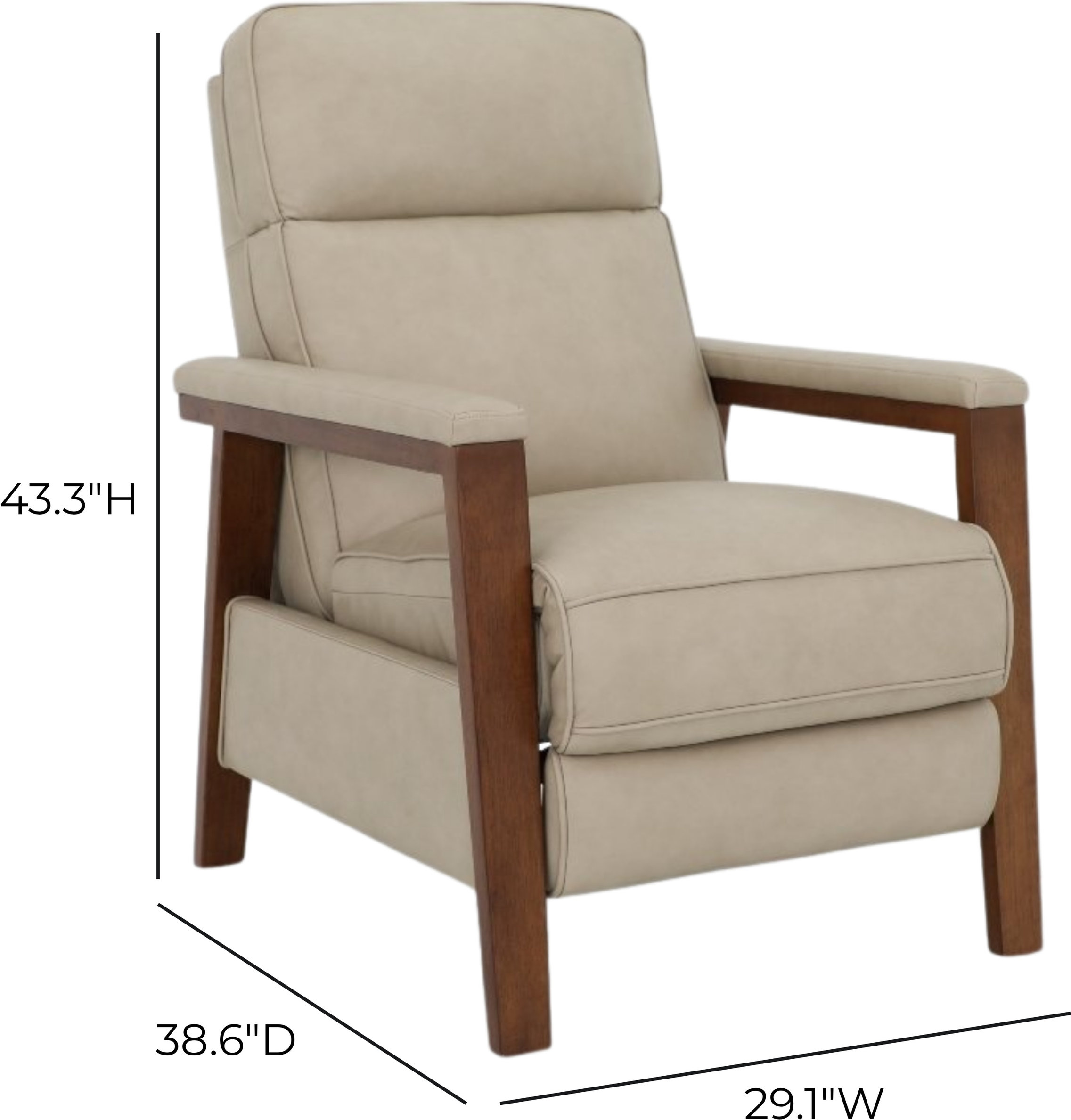 Ashland Cashmere Stone Leather Push Thru The Arms Recliner