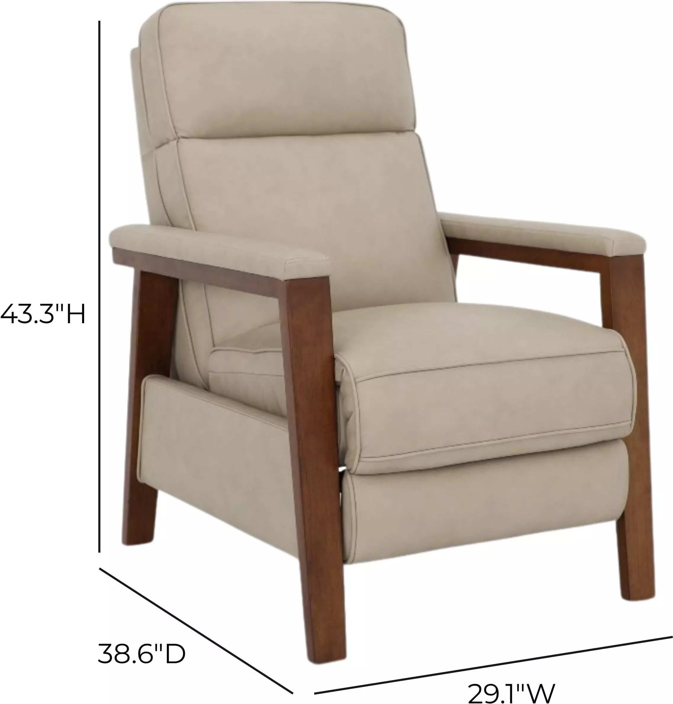 Ashland Cashmere Stone Leather Push Thru The Arms Recliner