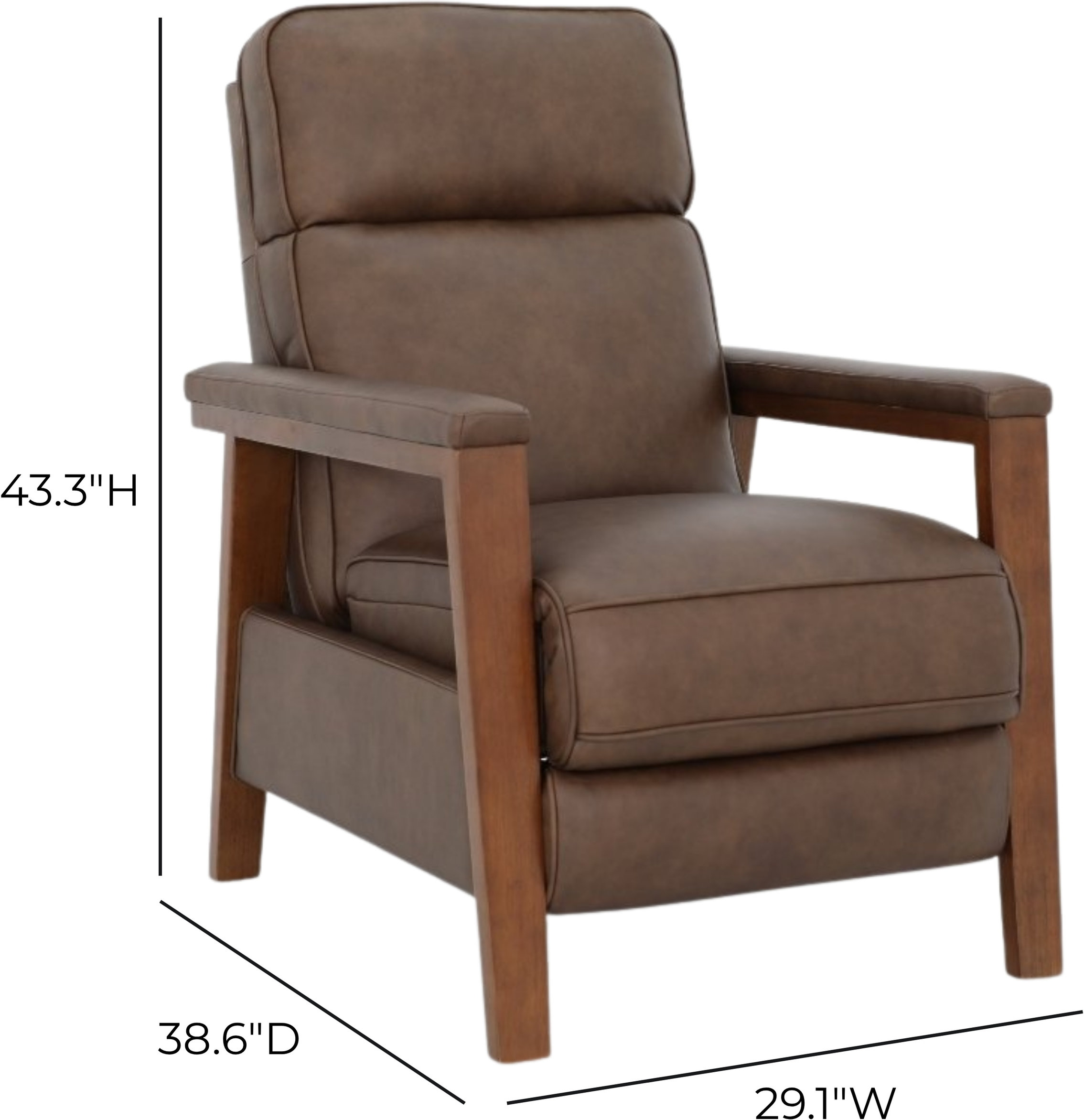 Ashland Oasis Walnut Leather Push Thru The Arms Recliner