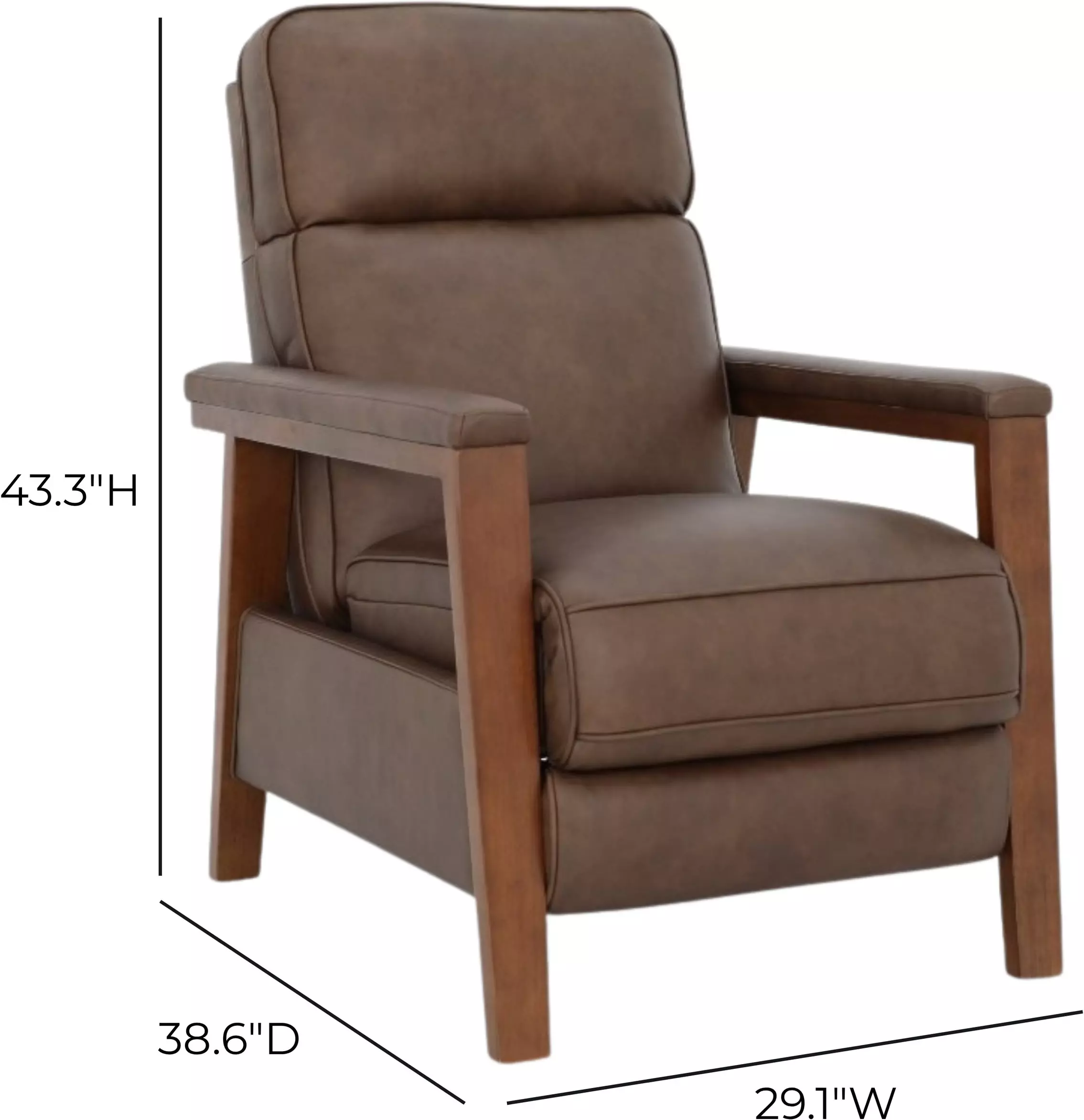 Ashland Oasis Walnut Leather Push Thru The Arms Recliner