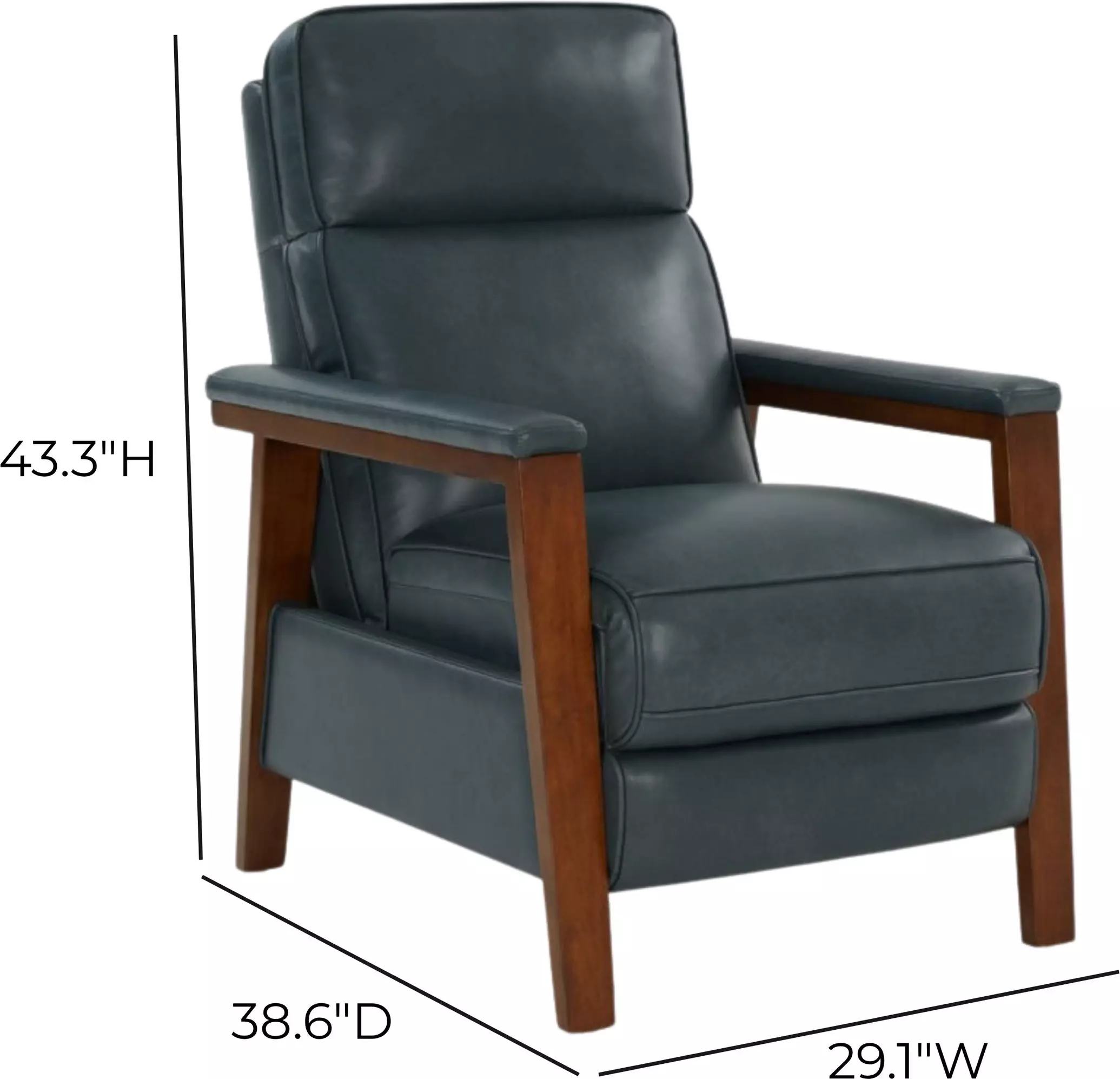 Ashland Roma Bluegray Leather Push Thru The Arms Recliner