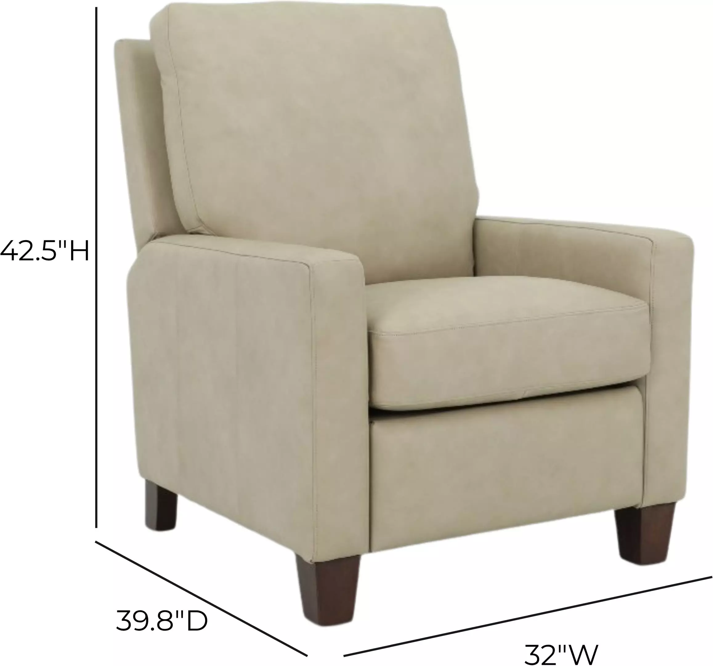 Fairview Cashmere Stone Leather Push Thru The Arms Recliner