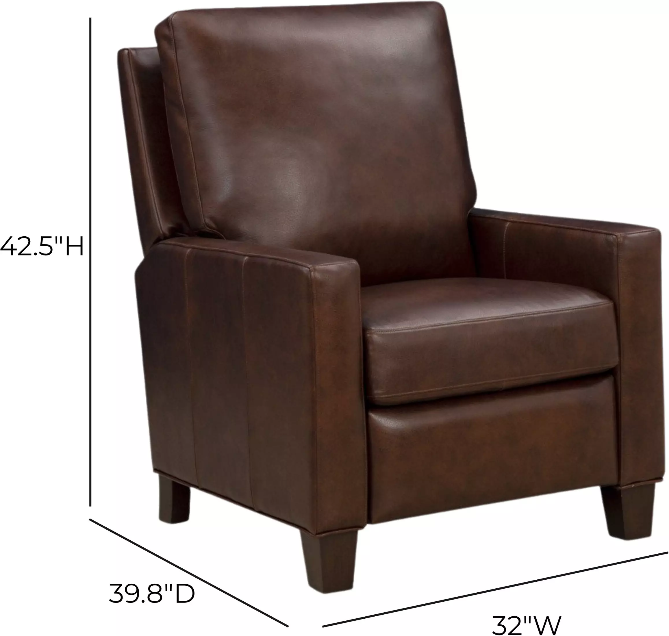 Fairview Elway Fudge Leather Push Thru The Arms Recliner